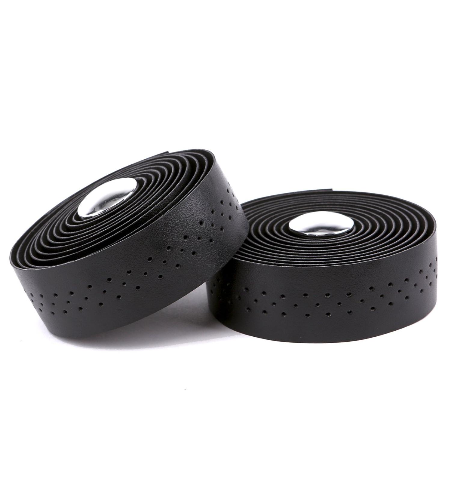 Vinqliq Retro PU Leather Handlebar Grip Wraps Bar Tapes - Black (with Breath Holes) - Buy Online on GoSupps.com