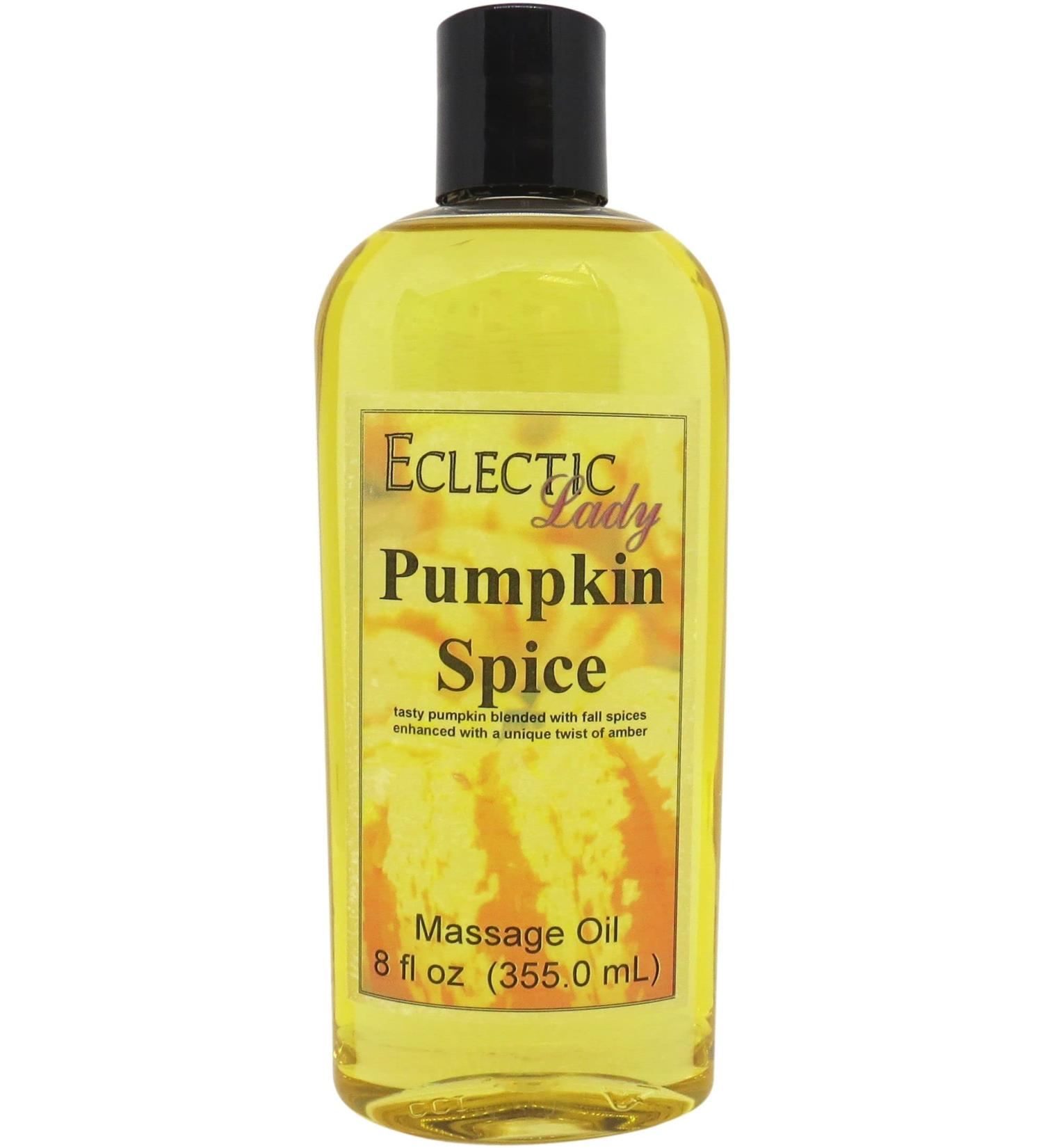 Pumpkin Spice Massage Oil 8 oz - Sweet Almond & Jojoba Oil Preservative Free Ideal for Aromatherapy & Relaxation - Buy Online on GoSupps.com