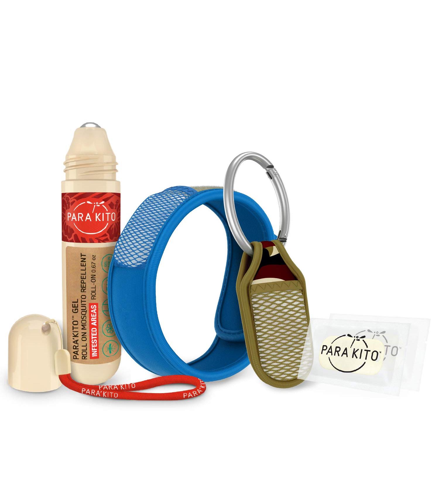 PARA'KITO Mosquito Repellent Bundle - Roll-on, Wristband, Clip (Blue/Camo) - Buy Online on GoSupps.com