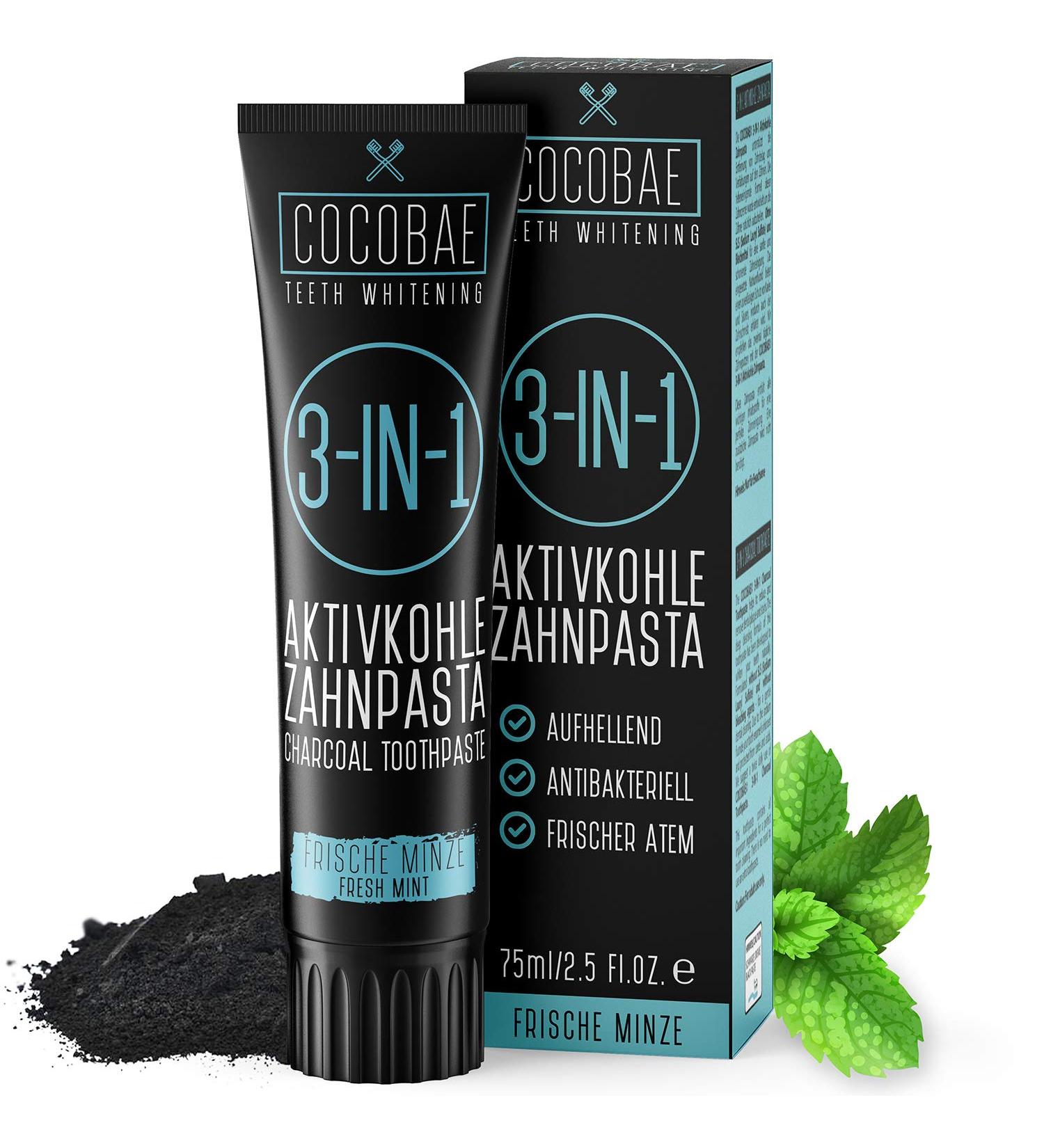 Cocobae 3-in-1 Activated Carbon Toothpaste - Whitening & Natural Dental Care | 75ml Fresh Mint - Brighten Your Smile & Control Discoloration - Buy Online on GoSupps.com