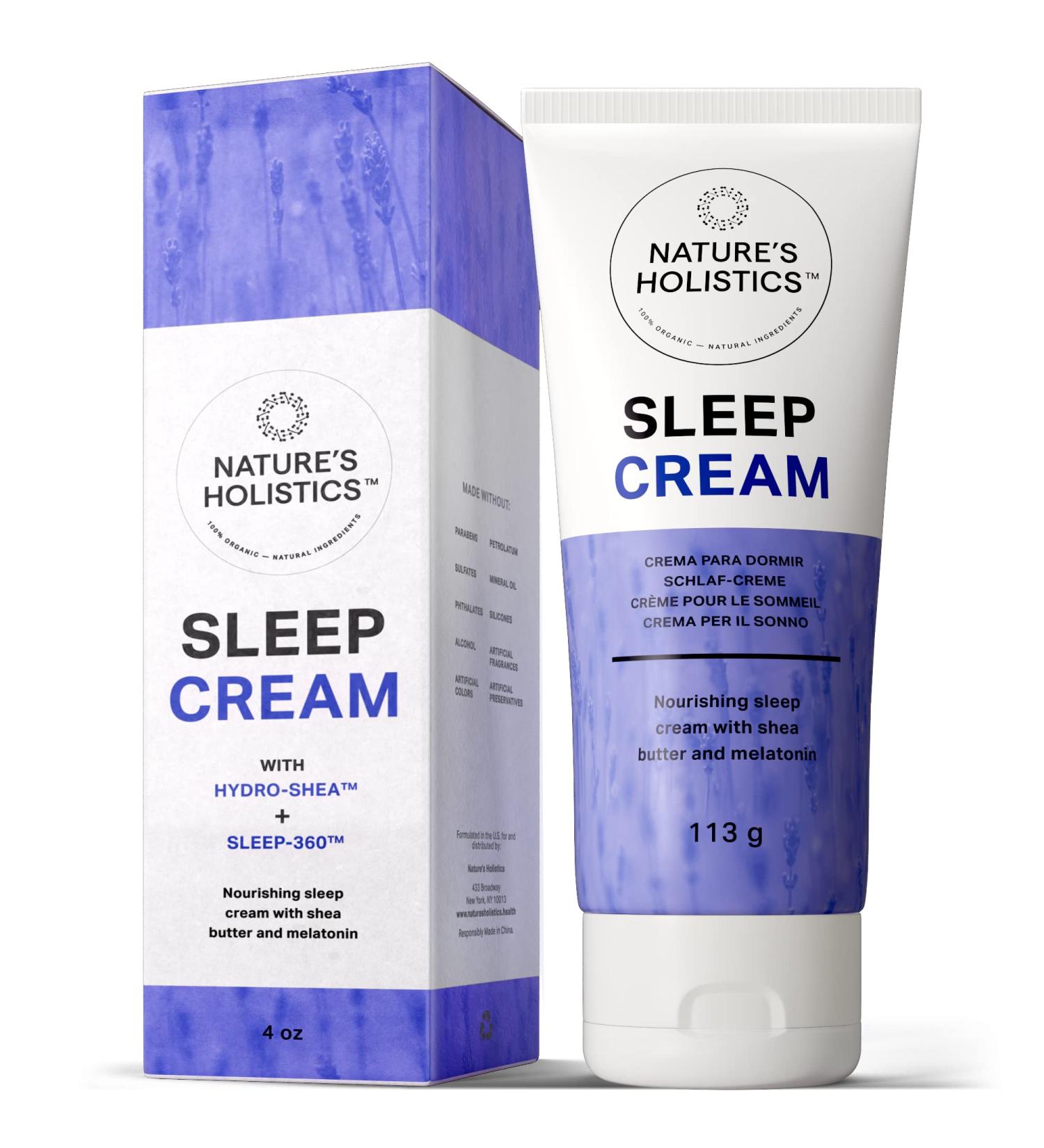 Nature's Holistics Sleep Cream: Lavender Aromatherapy Lotion with Melatonin & Shea Butter - Calming Vegan Formula for All Skin Types - Buy Online on GoSupps.com