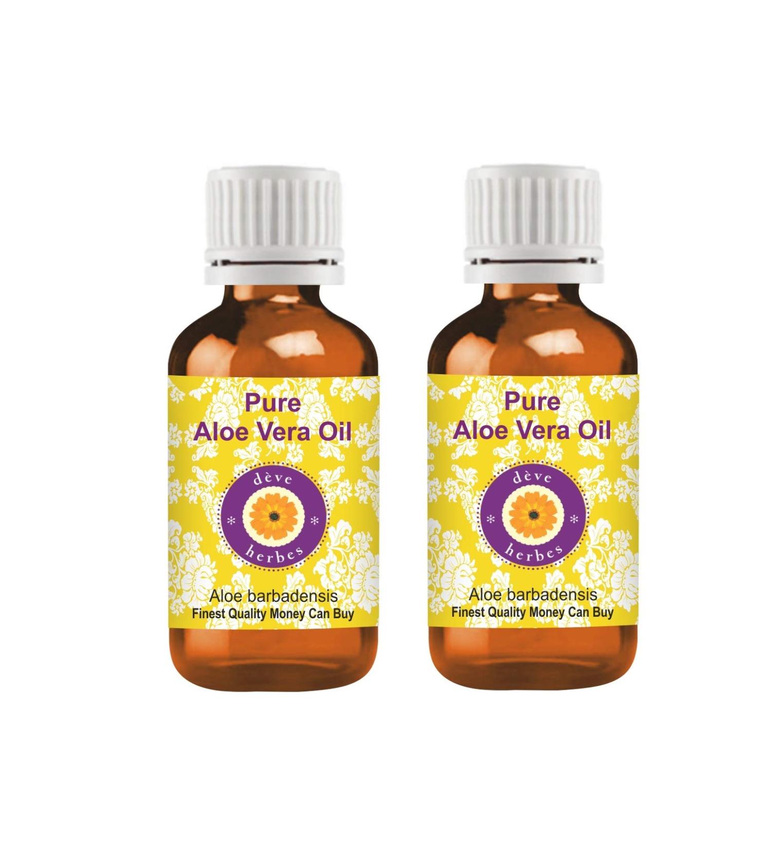 Buy Deve Herbes Pure Aloe Vera Oil - Natural Therapeutic Grade (Pack of 2) - 100ml X 2 for Skin & Hair Care - International Shipping Available - Buy Online on GoSupps.com