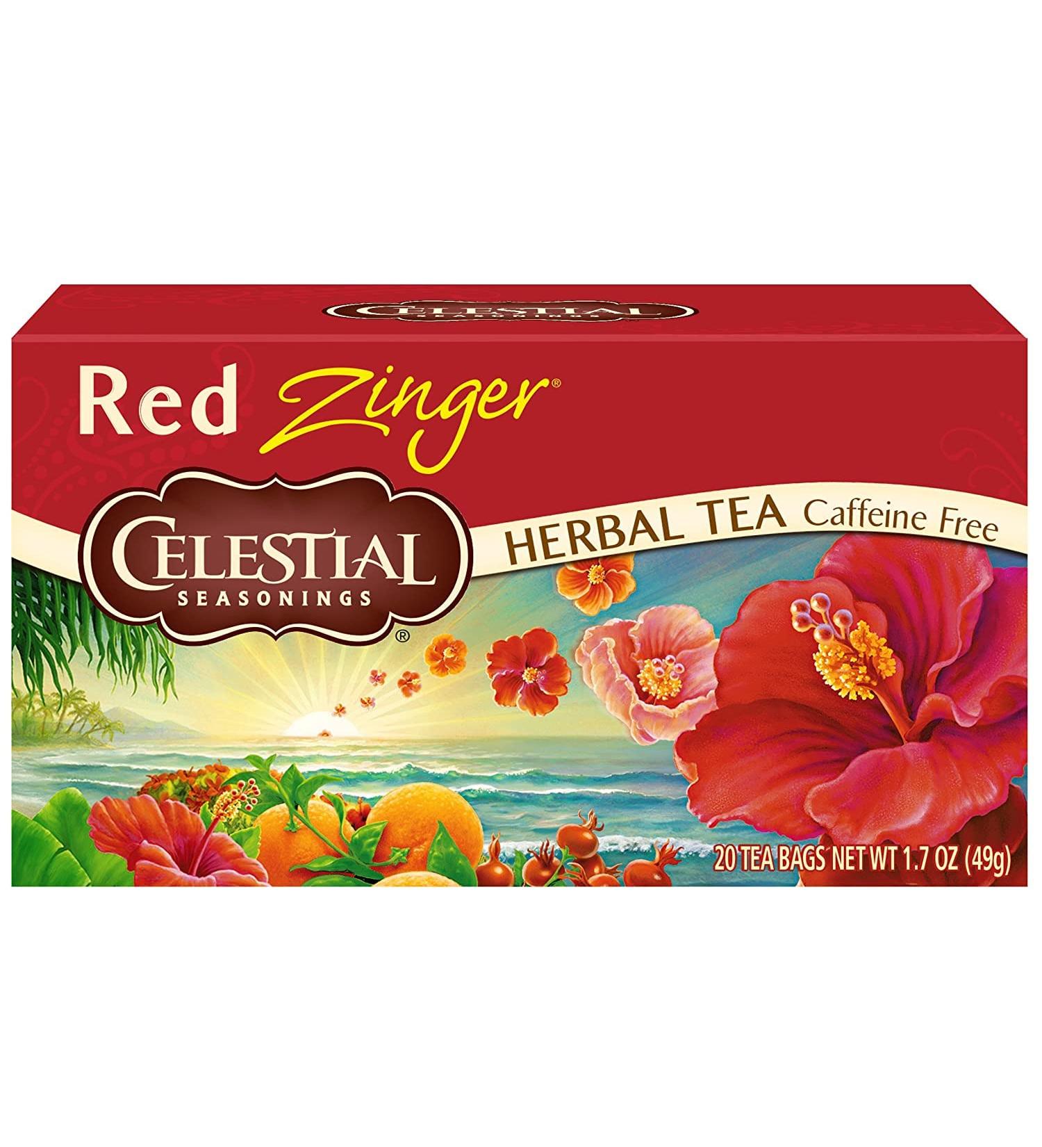 Celestial Seasonings Red Zinger Herbal Tea - Caffeine Free, 20 Bags (1.7 oz) - Buy Online on GoSupps.com