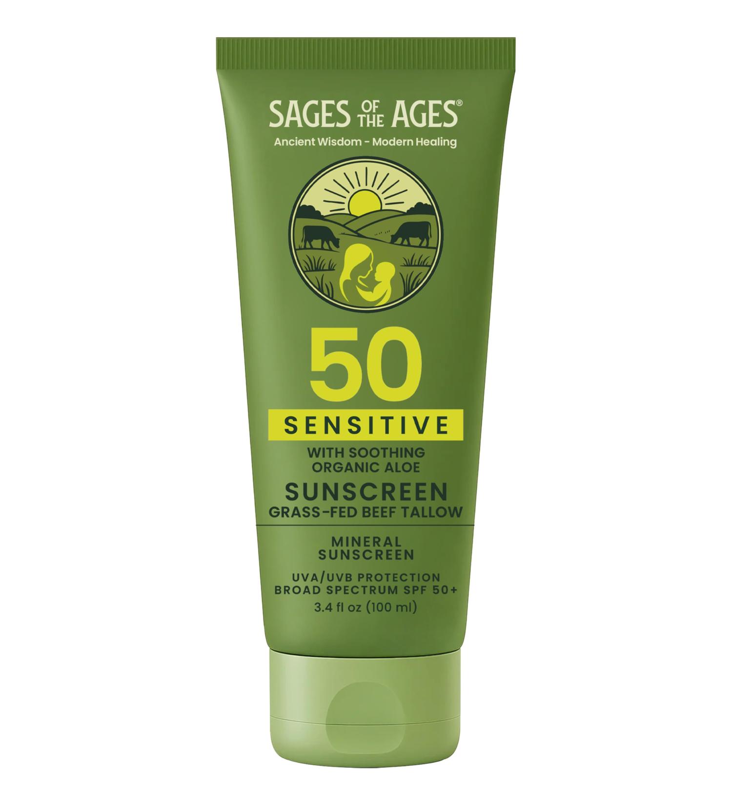 100% Mineral Sunscreen SPF 50 with Non-Nano Zinc Oxide Reef Safe UVA/UVB Broad Spectrum Sunblock Water Resistant 80 Min Moisturizing Tallow Lotion for Face & Body 3.4 fl oz - Buy Online on GoSupps.com
