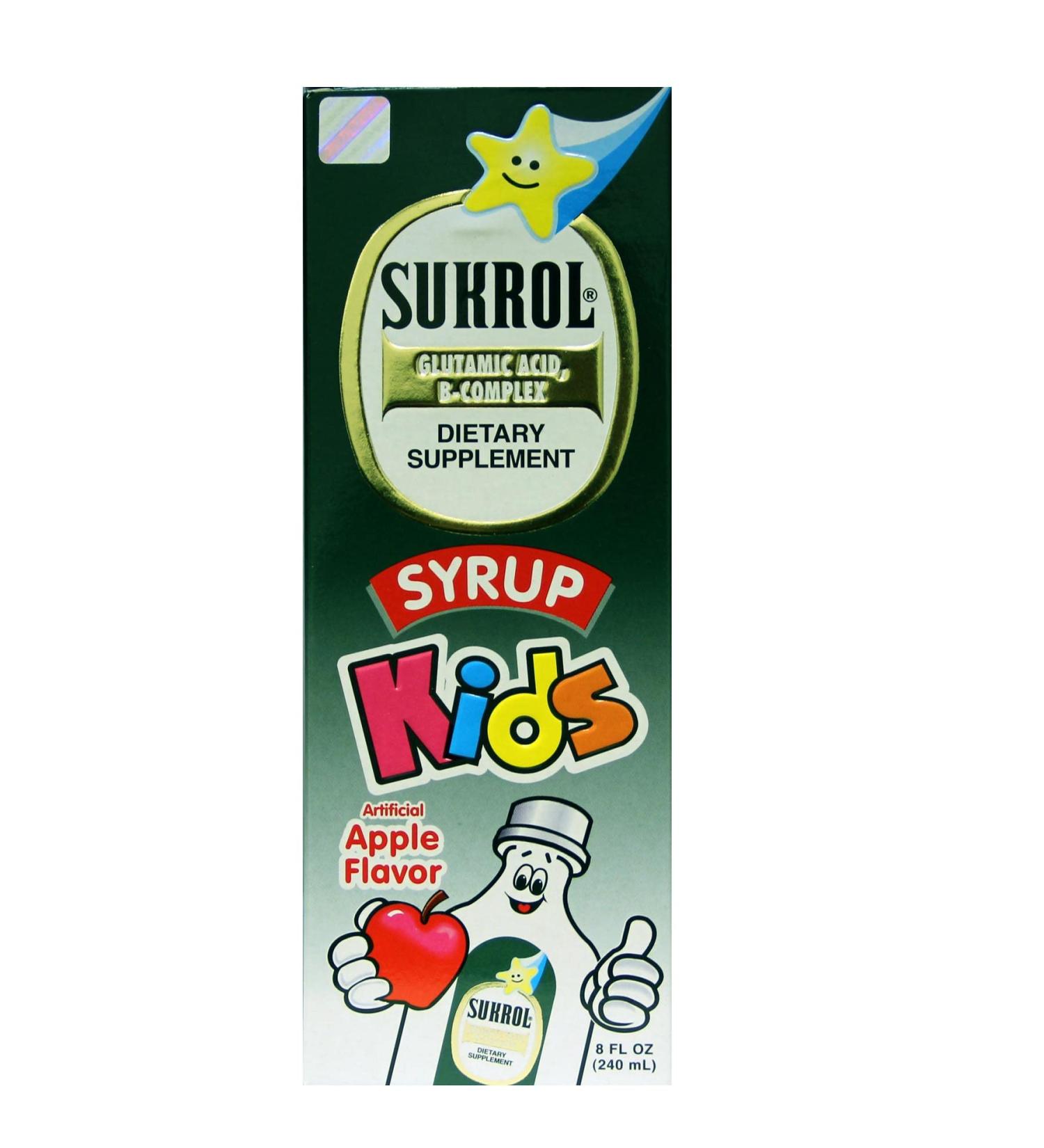 Sukrol B-Complex Apple Flavor Syrup 240ml - Cognitive Focus Support for Children - Buy Online on GoSupps.com