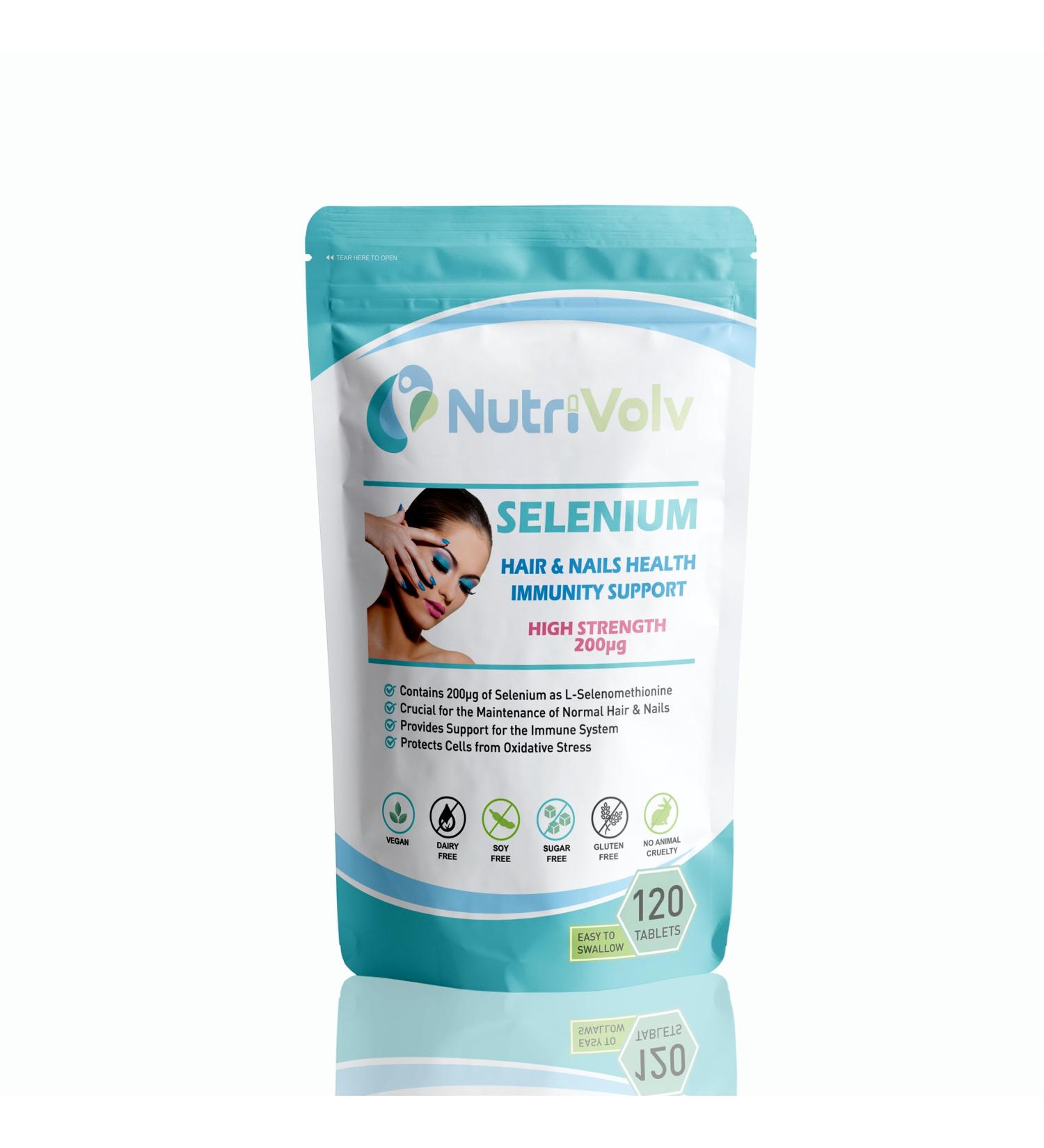 Selenium 200mcg Supplement for Hair Skin & Nails | Immune System Support | Vegan | 120 Tablets - Buy Online on GoSupps.com