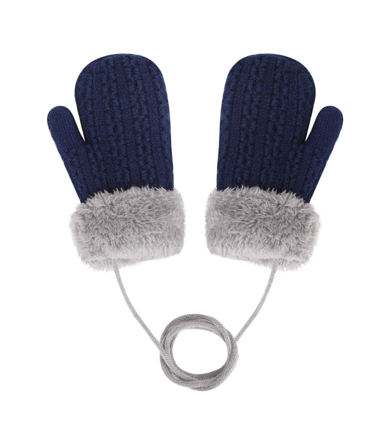 IPENNY Toddler Magic Stretch Mittens - Plush Lined Winter Gloves for Boys & Girls 0-6 Y - Navy Blue - 12*7cm - Buy Online on GoSupps.com