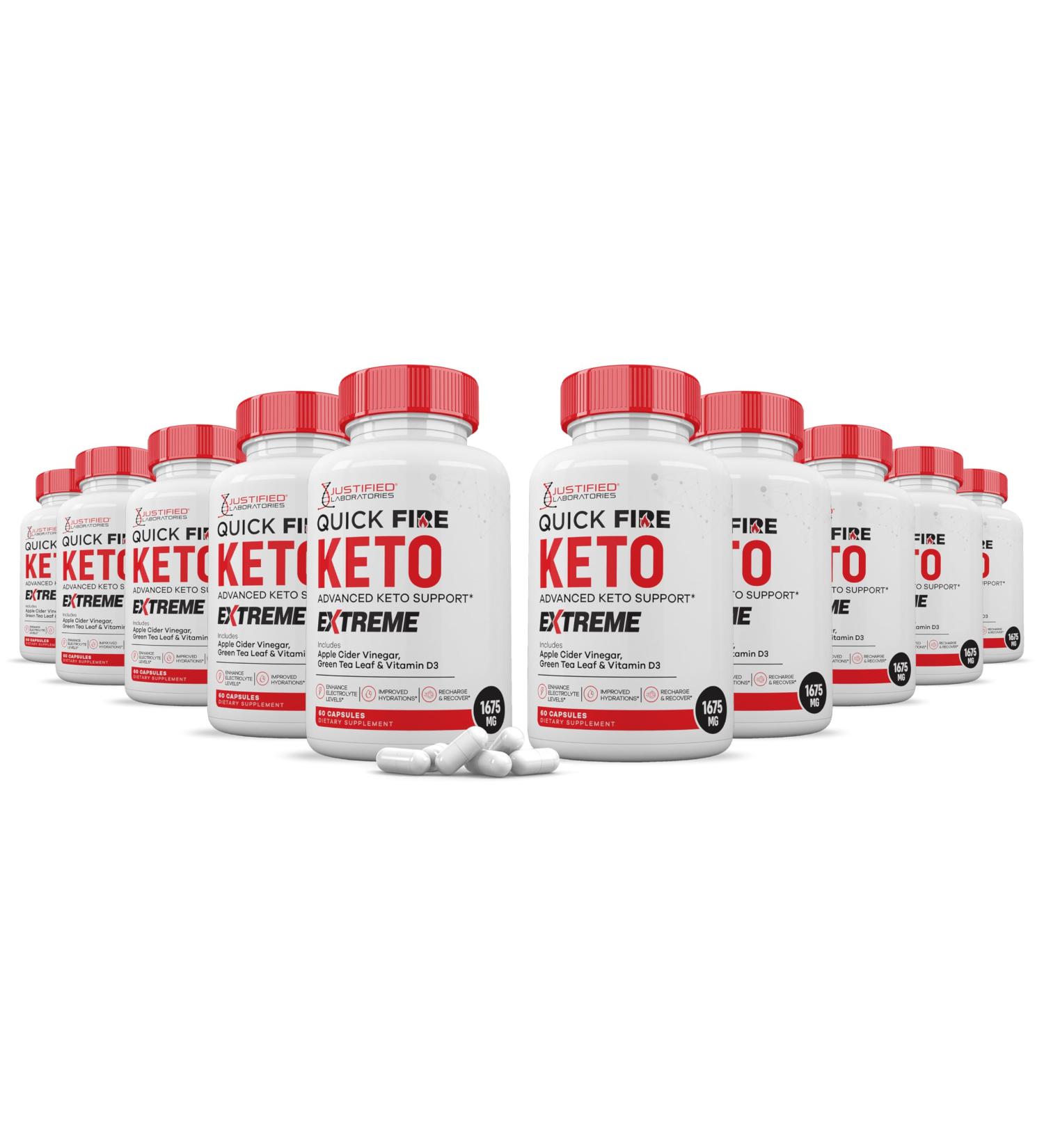 (10 Pack) Quick Fire Keto ACV Extreme Pills 1675MG Keto Support Blend Alternative to QuickFire Keto Gummies Includes Apple Cider Vinegar Extra Virgin Olive Oil Powder Green Tea Leaf 600 Capsules - Buy Online on GoSupps.com