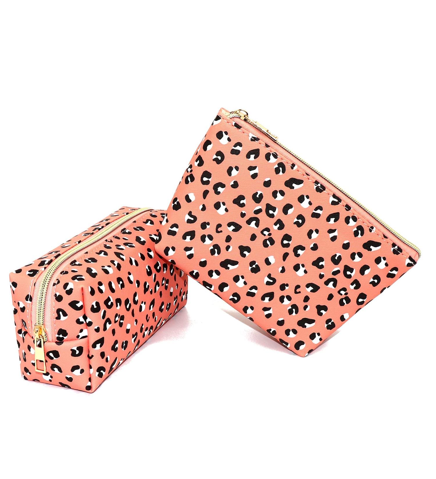 Waterproof Pink Leopard Small Makeup Bag - Multifunction Cosmetic Organizer for Purse - Buy Online on GoSupps.com