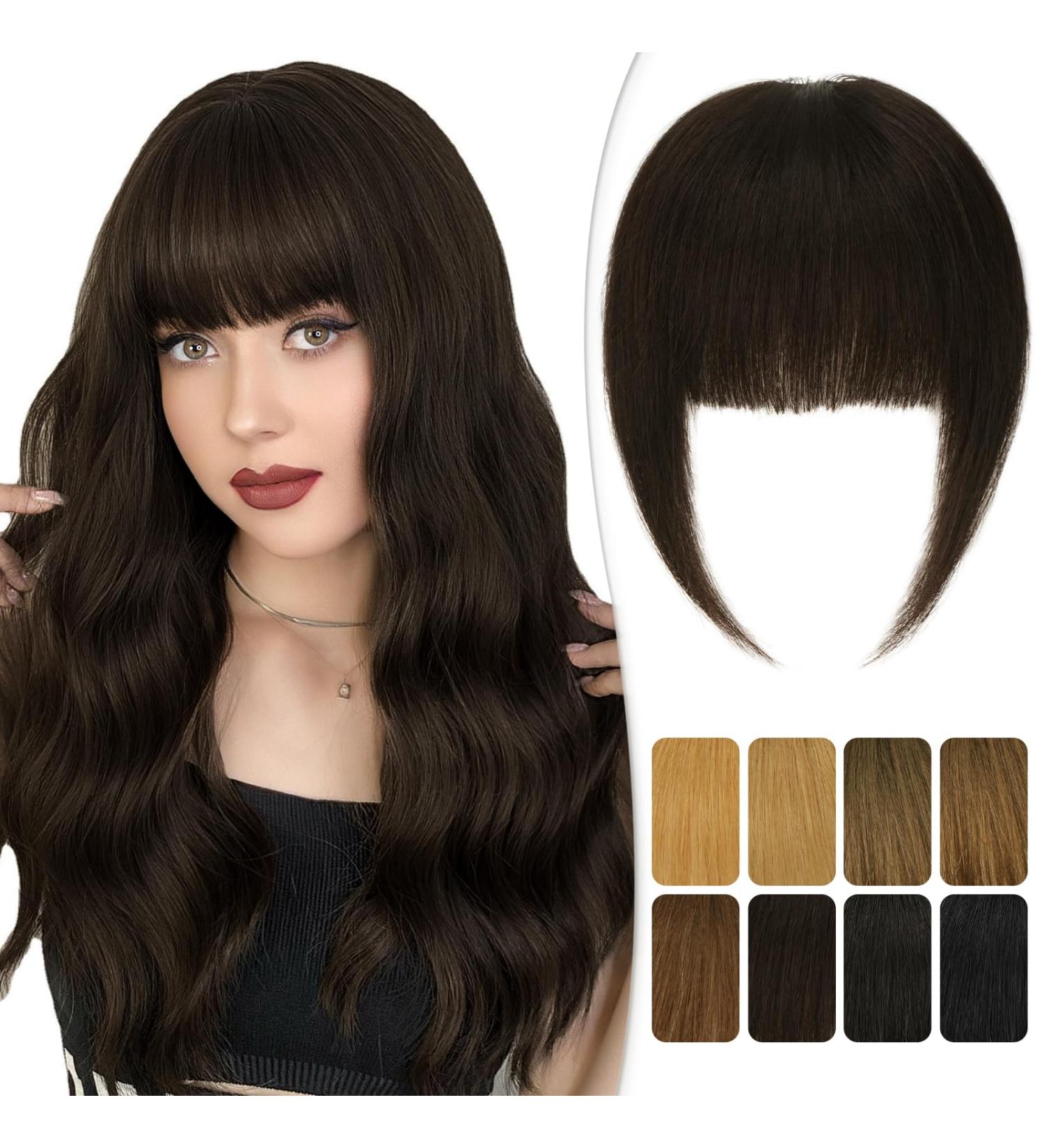 RUWISS Clip in Fringe 100% Human Hair Bangs with Temples - Dark Brown - 15g (Pack of 1) - Buy Online on GoSupps.com