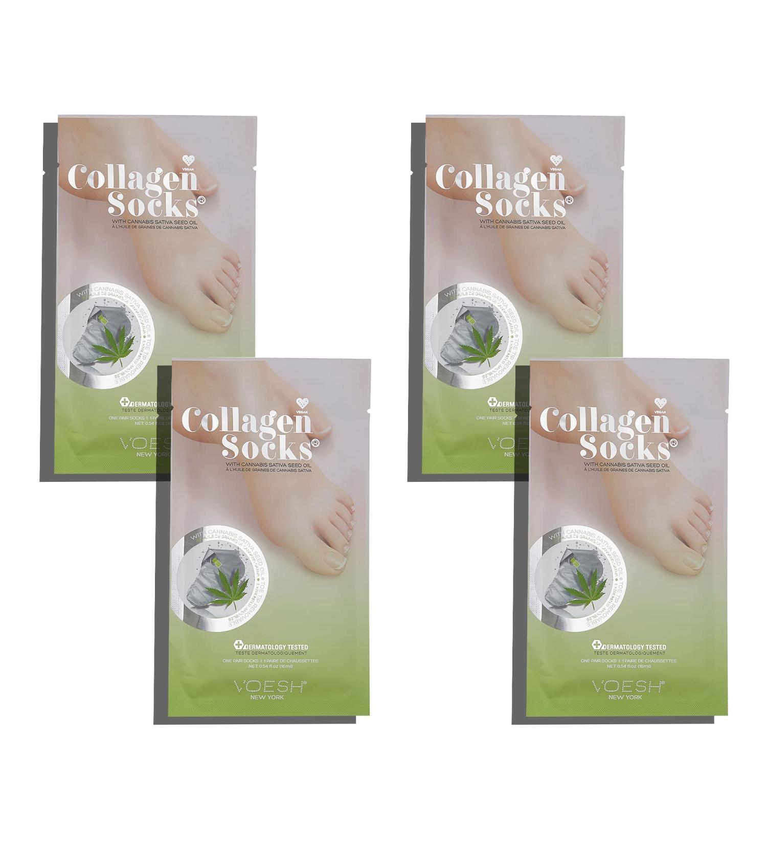 VOESH Collagen Socks - Moisturizing Spa Pedicure Treatment for Dry Feet, Cracked Heel Repair - Vegan 4pk with Seed Oil - Buy Online on GoSupps.com