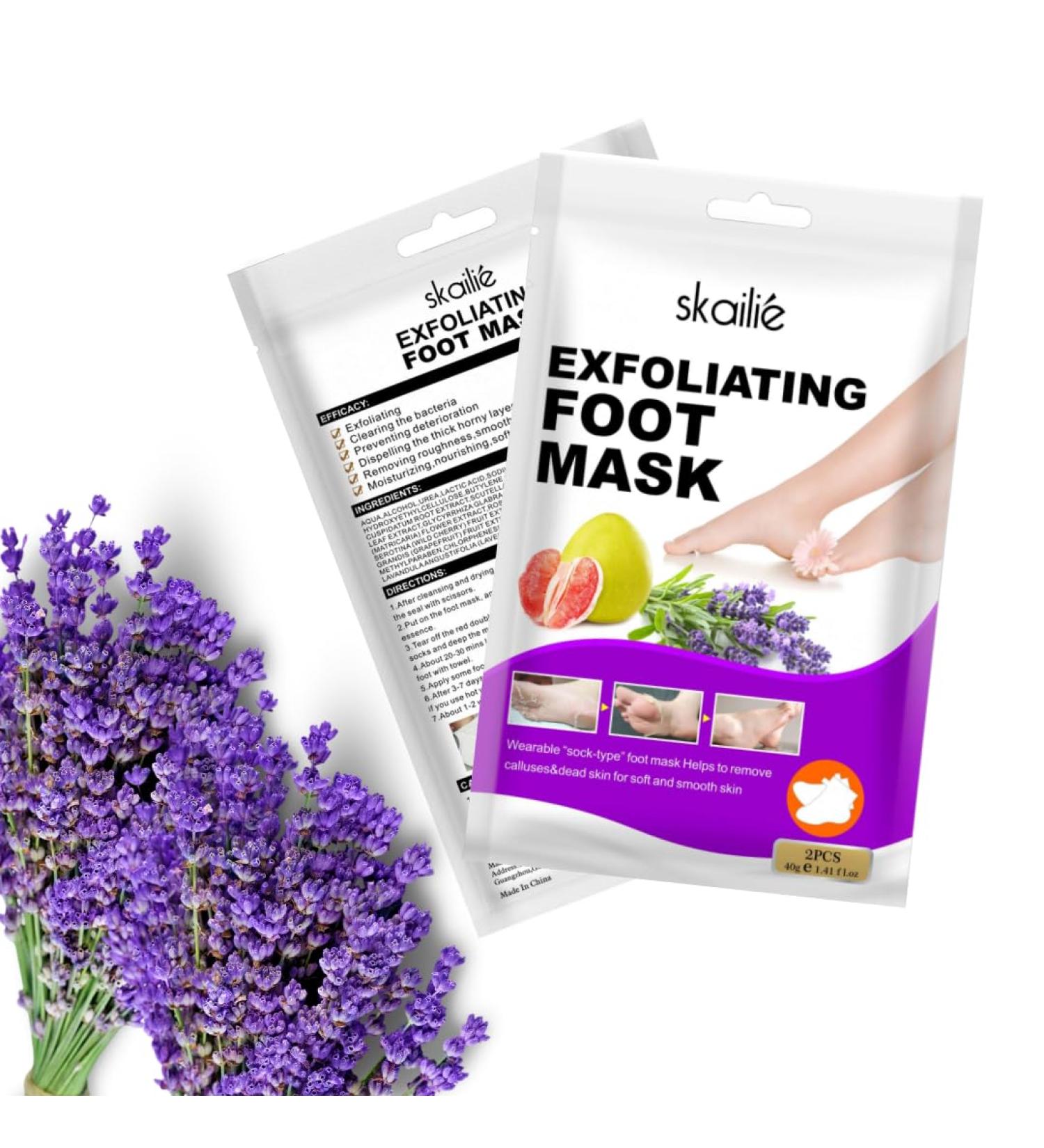 Exfoliating Foot Peel Mask - Lavender & Grapefruit | Deep Exfoliation for Soft Smooth Feet in 1 Week (1 Pair) | Callus Remover & Dead Skin Peeling - Buy Online on GoSupps.com