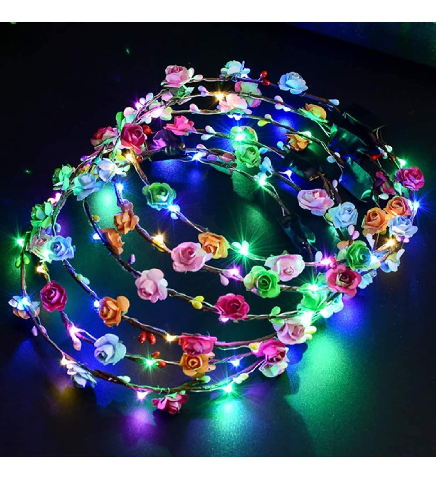 Enkarl LED Flower Crown 12Pcs - Light Up Headband for Women & Girls, Wedding, Party, Christmas, Festival - Buy Online on GoSupps.com