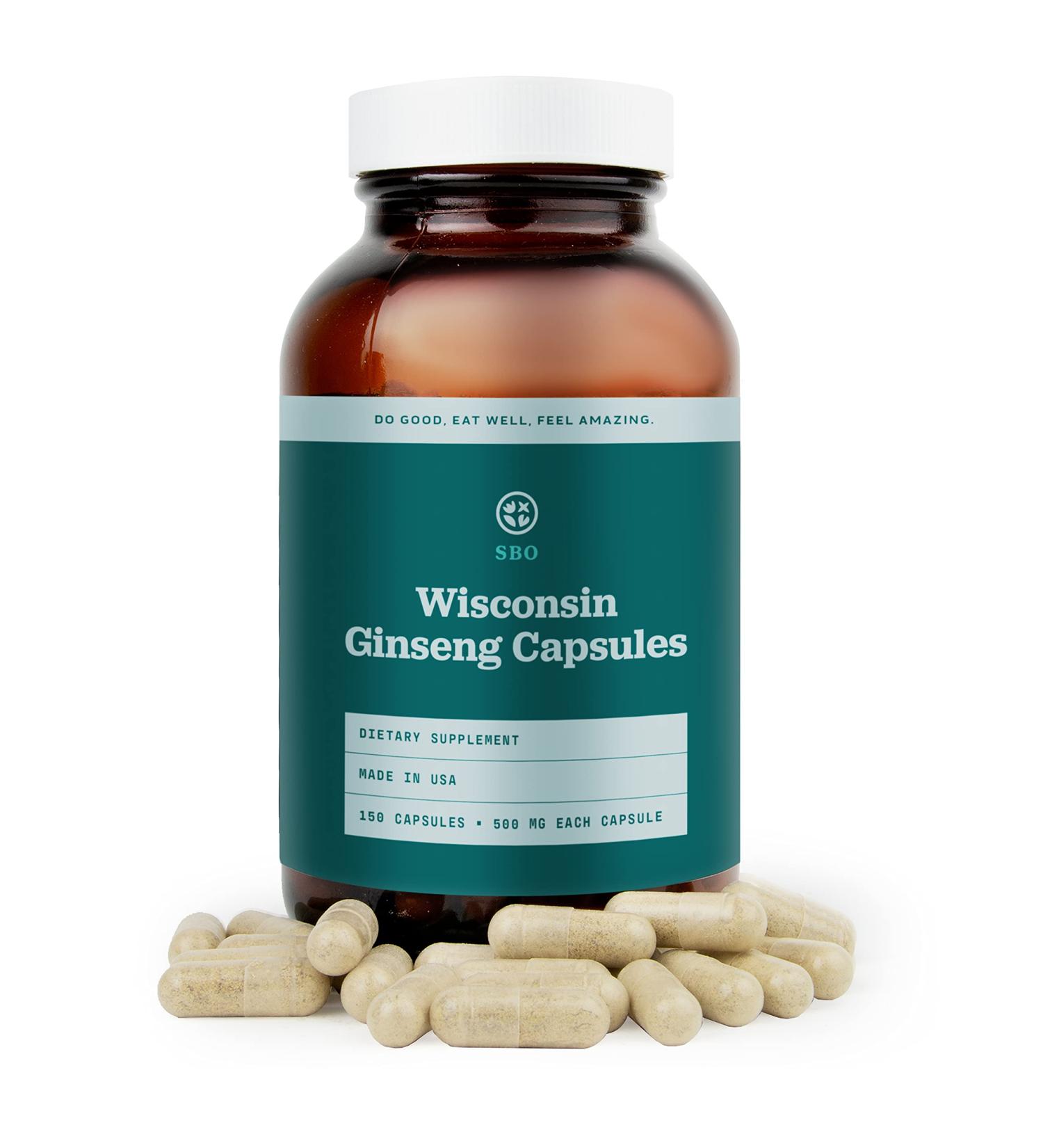 SB Organics Wisconsin Ginseng Capsules - 150 Ct | 1000mg Vegan Non-GMO Gluten-Free American Ginseng Supplements | Made in USA - Buy Online on GoSupps.com