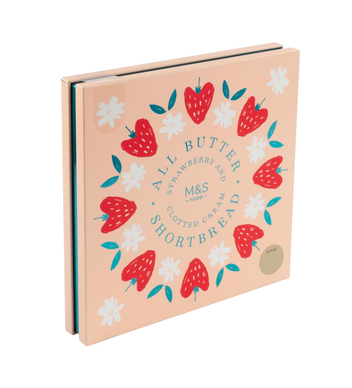 M&S Strawberry & Clotted Cream All Butter Shortbread In Pink Decorative Tin Vegetarian 200g