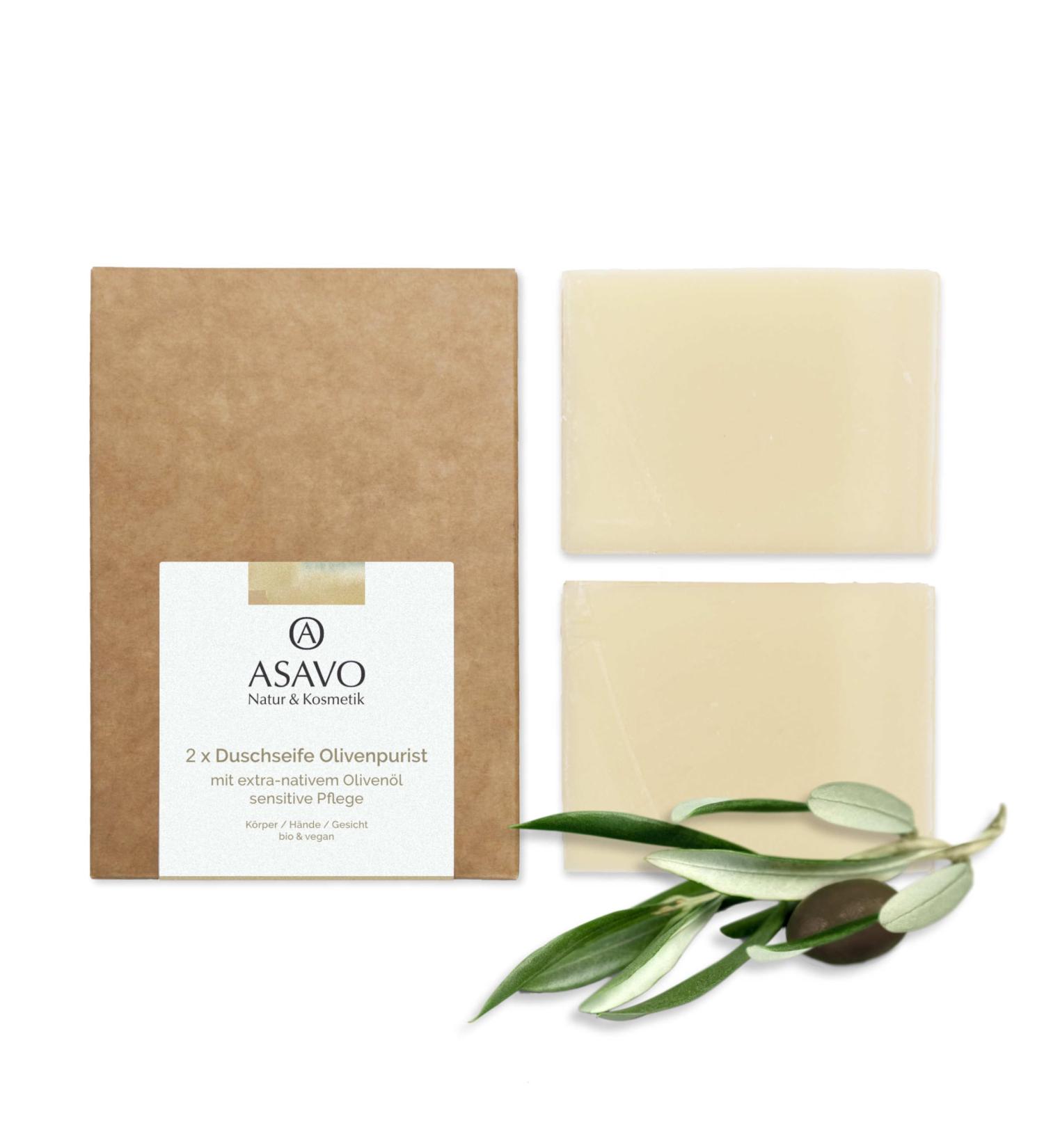  ASAVO Premium olive oil soap handmade with extra virgin organic olive oil 100% natural soap olive soap fragrance-free vegan 2 x 95g - Buy Online on GoSupps.com