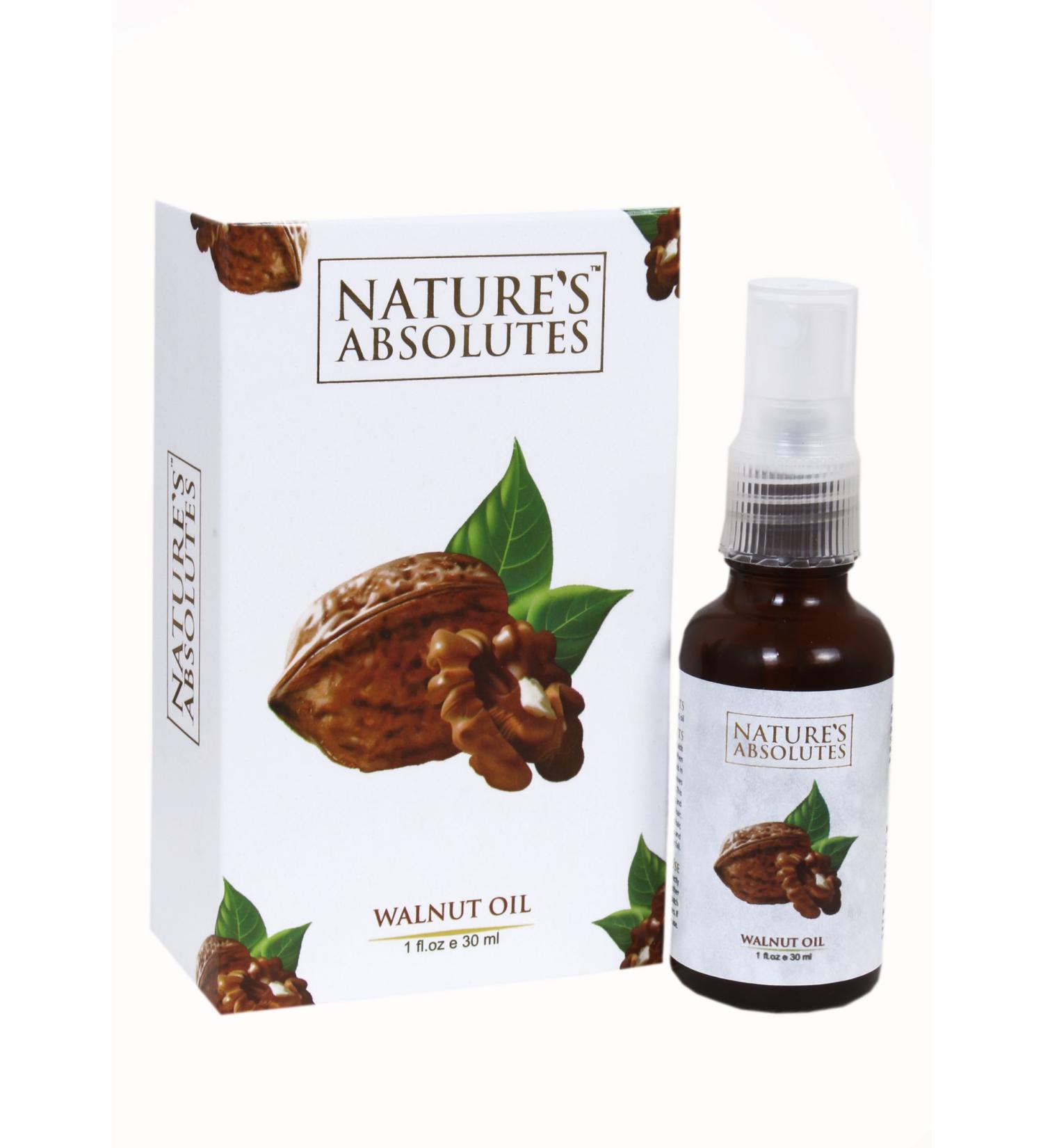 Walnut Oil From India By Nature's Absolutes for hair skin and nails - 1 Oz - 100% Pure Organic Cold Pressed