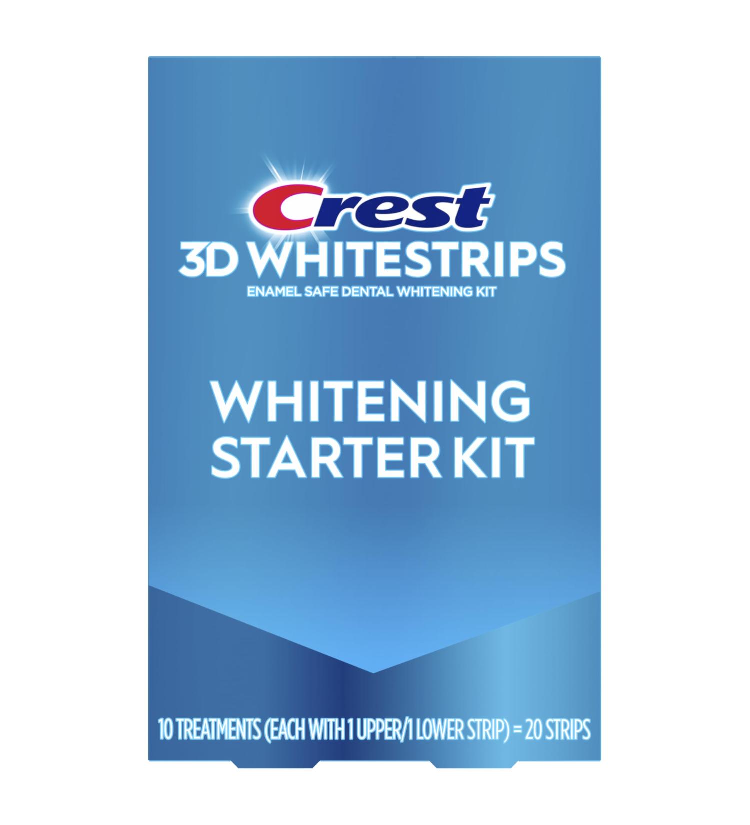 Crest 3D Whitestrips Whitening Starter Kit Teeth Whitening Kit, 10 Treatments, Each with 1 Upper/1Lower, 20 Strips Crest 3DWhite Teeth Whitening Strips - Buy Online on GoSupps.com