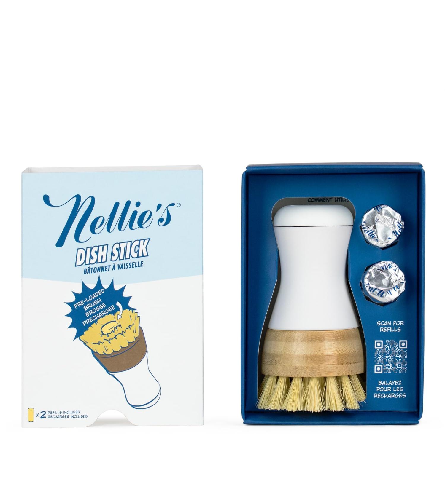 Nellie s Dish Stick & 2 Refills - Eco-Friendly Dish Soap Alternative for Green Cleaning | Sustainable & Easy Refills - Buy Online on GoSupps.com