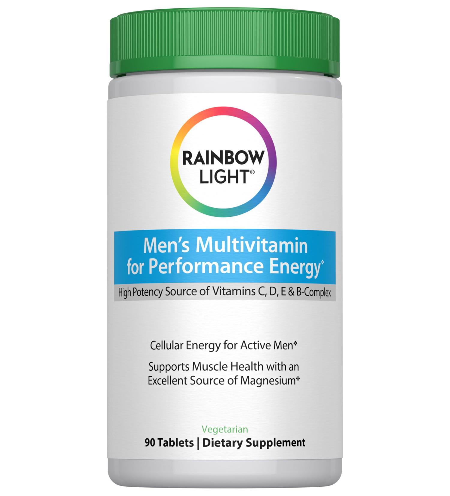Rainbow Light Performance Energy Multivitamin for Men + | 90 Tablets | Real Food Nutrients | with Digestive Enzymes & Probiotics | Nitric Oxide Precursors