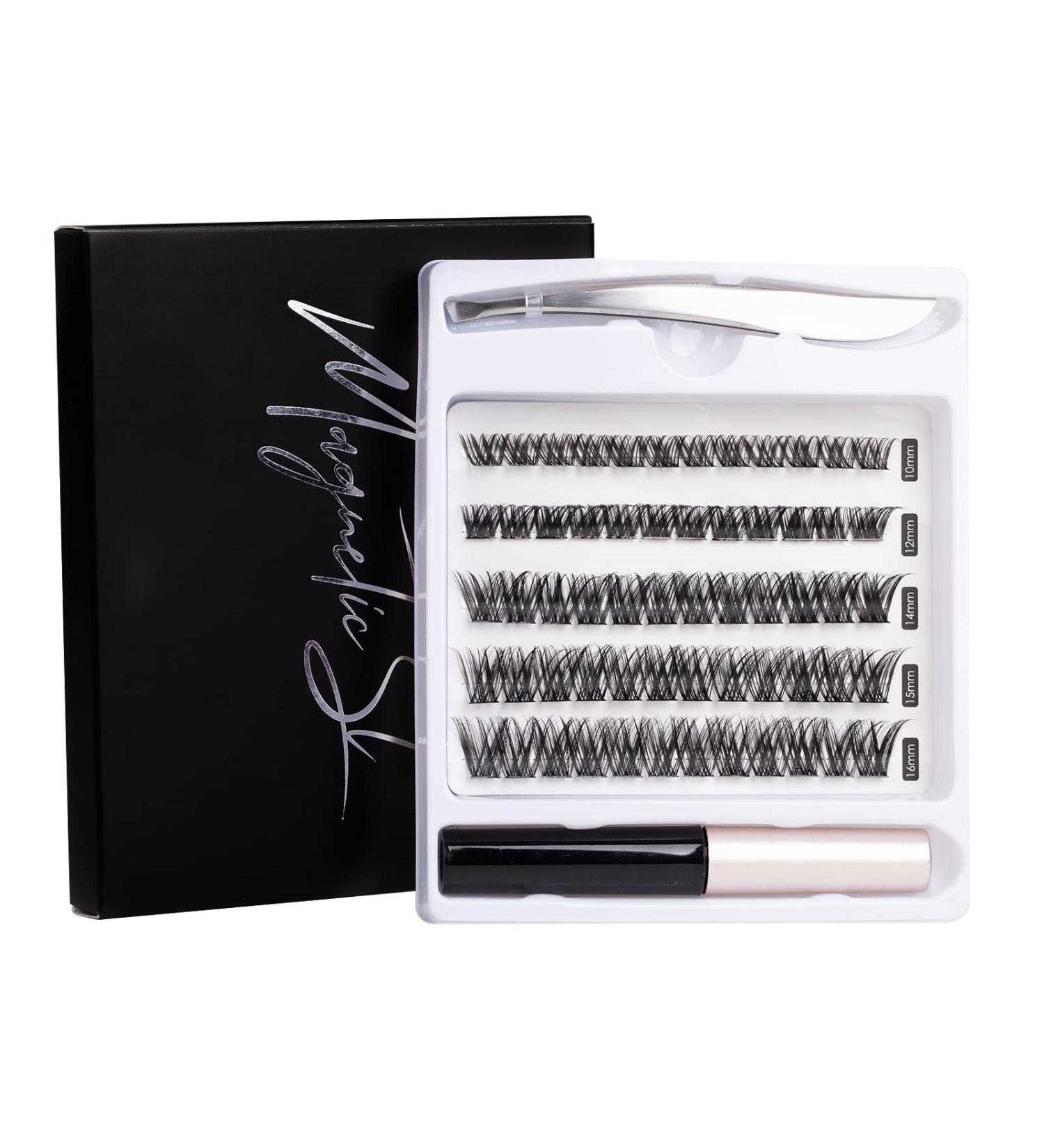 DIY False Eyelashes 45 Cluster Lashes | C Curl Reusable Soft Individual Lashes | Natural Look with Clear Glue | Strong Hold 10-16MM | Fluffy and Reusable - DM01-Natural - Buy Online on GoSupps.com