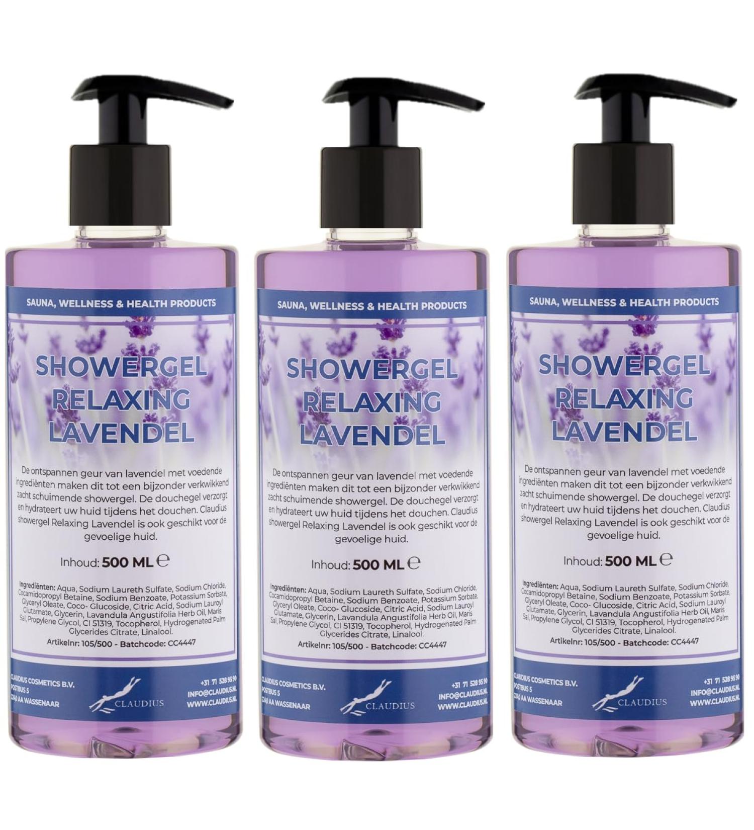 Claudius Shower gel Lavender 500 ml set of 3 pieces with free pump Shower gel