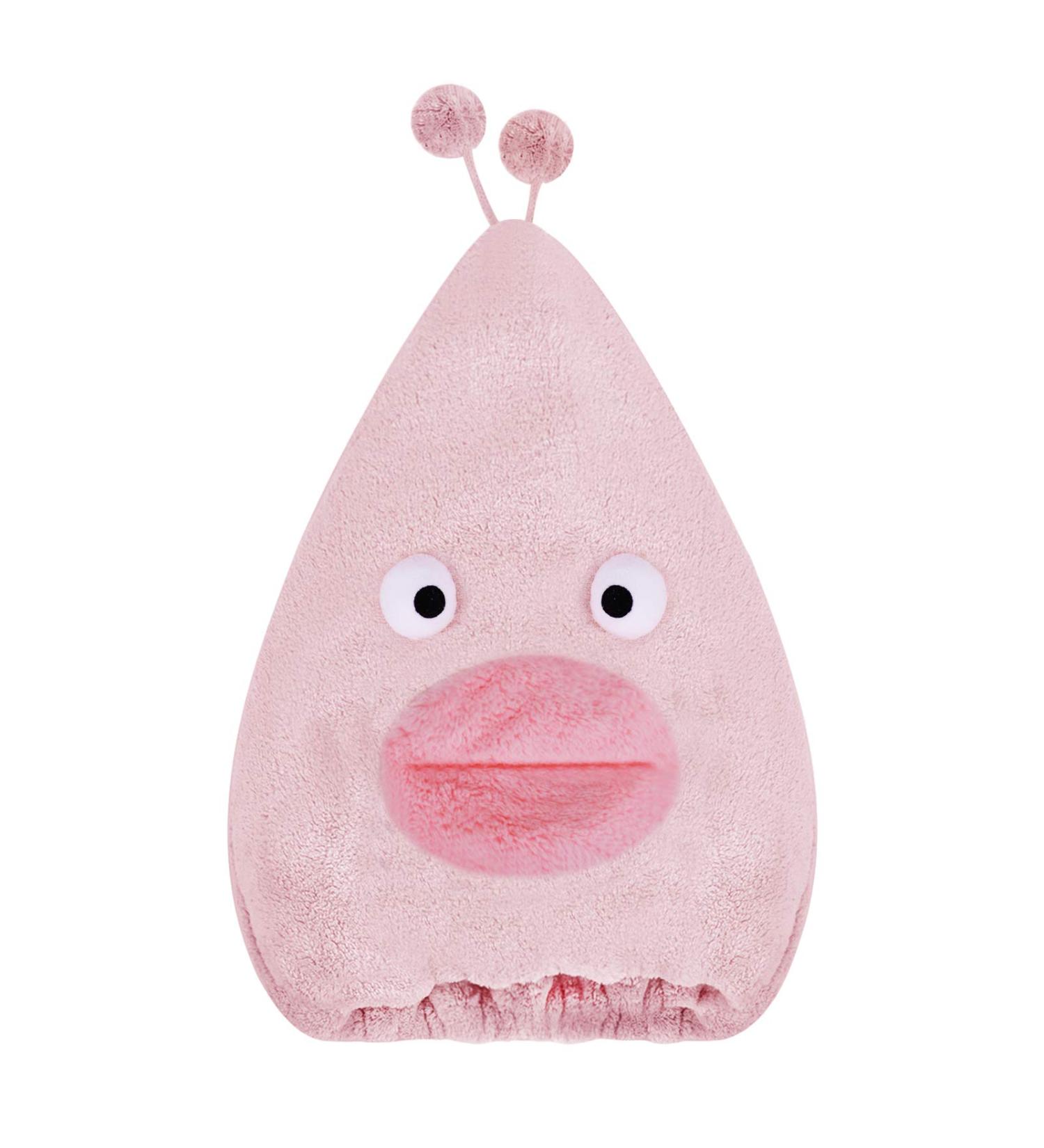 FakeFace Funny Hair Dryer Children Head Towel - Large Pink Microfiber Hooded Turban for Soft Fast Hair Drying - Buy Online on GoSupps.com