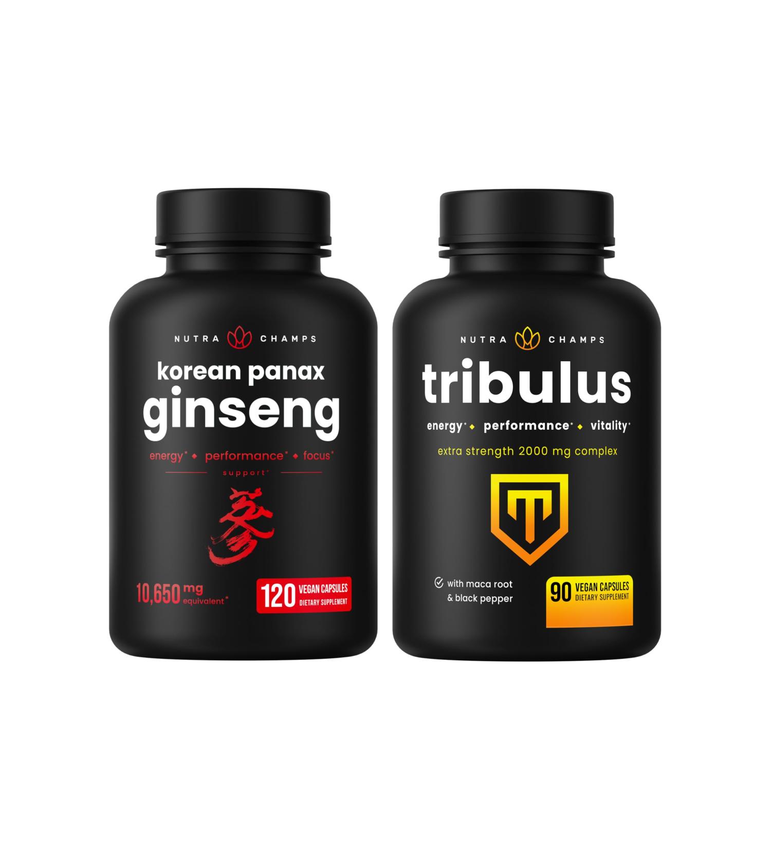 NutraChamps Korean Ginseng Capsules and Tribulus Capsules 2 Pack Bundle - Buy Online on GoSupps.com