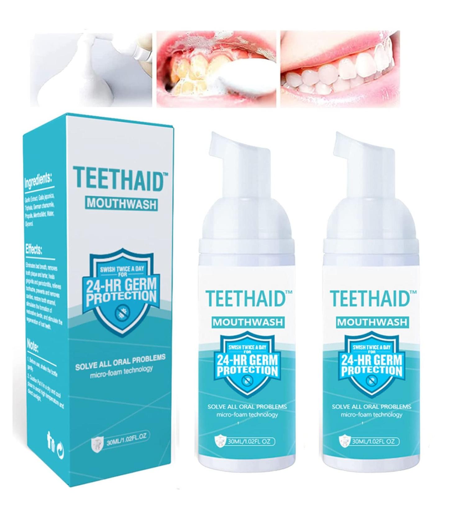 Teethaid Mouthwash & Whitening Toothpaste - Fresh Breath & Dental Health - Portable Oral Care (2/3/5 PCs) - Buy Online on GoSupps.com