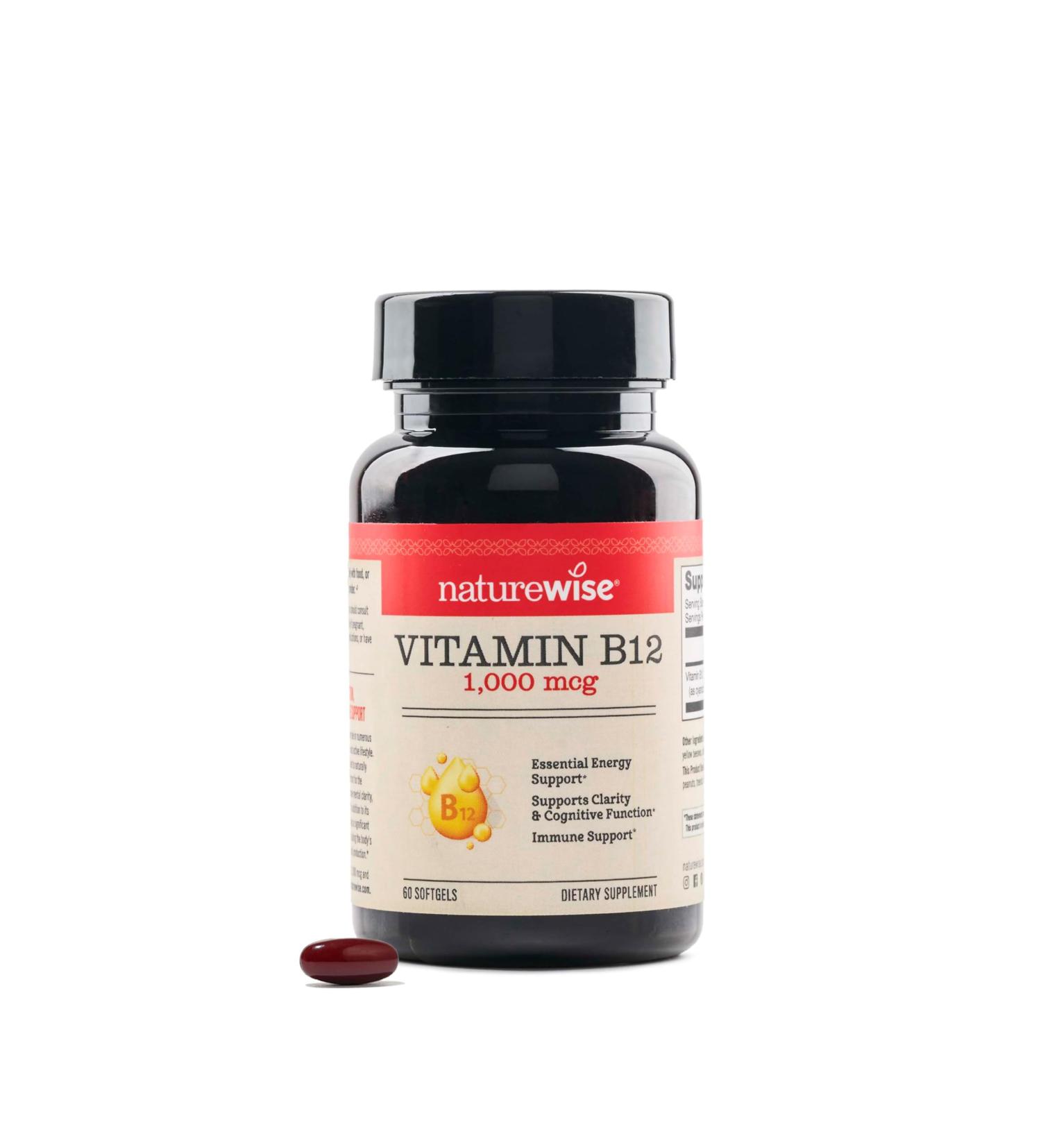NatureWise Vitamin B12 1000 mcg - Dietary Supplement for Supporting Energy Metabolism Mental Clarity Nervous System Health - Easy-to-Swallow Soy & Gluten-Free Non-GMO - 60 Softgels 60-Day Supply Vitamin Unflavored 60 C  - Buy Online on GoSupps.com