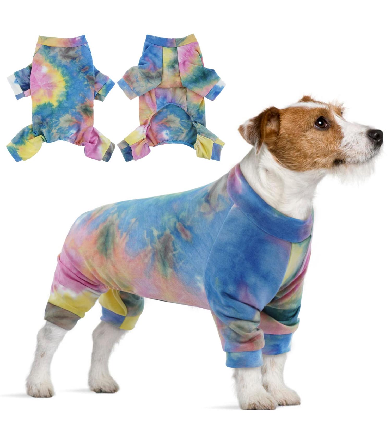 Rainbow Dog Sweater with Legs - Windproof Cotton Overall Pajamas for Small & Medium Dogs - Buy Online on GoSupps.com