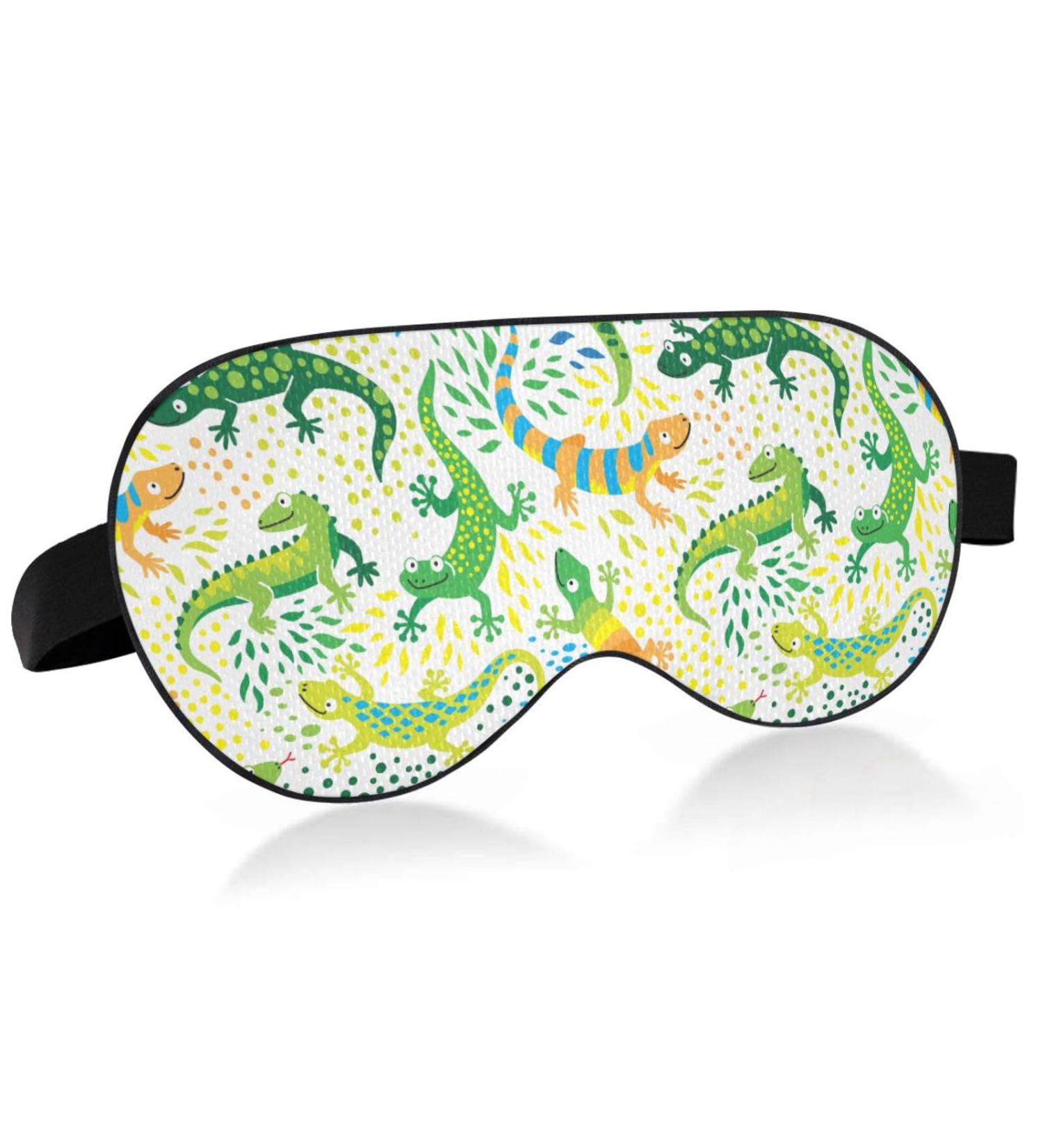 Buy Cute Green Lizard Sleep Mask | Light Blocking Eye Mask for Men & Women | Soft Adjustable Blindfold for Travel & Naps - Buy Online on GoSupps.com