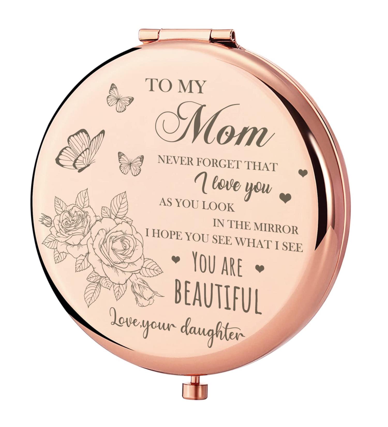 GAOLZIUY Compact Mirror Gifts for Mom from Daughter  Rose Gold Mom Compact Mirror for Mother  Birthday Gifts for Moms Women from Daughter for Mom Birthday  Mothers Day Wedding Anniversary Flower-mom-1 - Buy Online on GoSupps.com