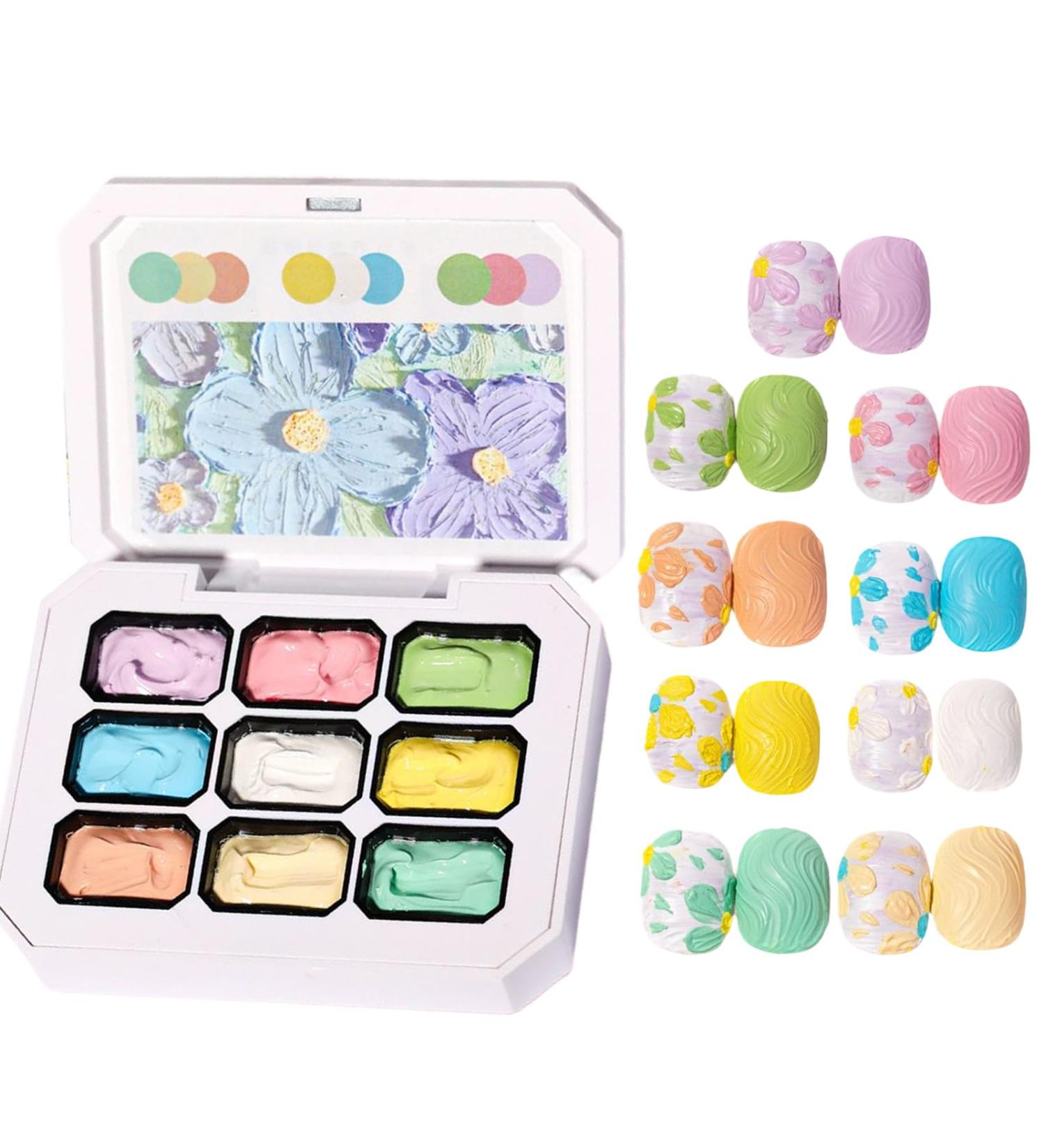 Paint Gel Colored Gel | 9 Color Palette for Manicure Decoration Drawing Modeling Sculpting Women and Girls - Buy Online on GoSupps.com