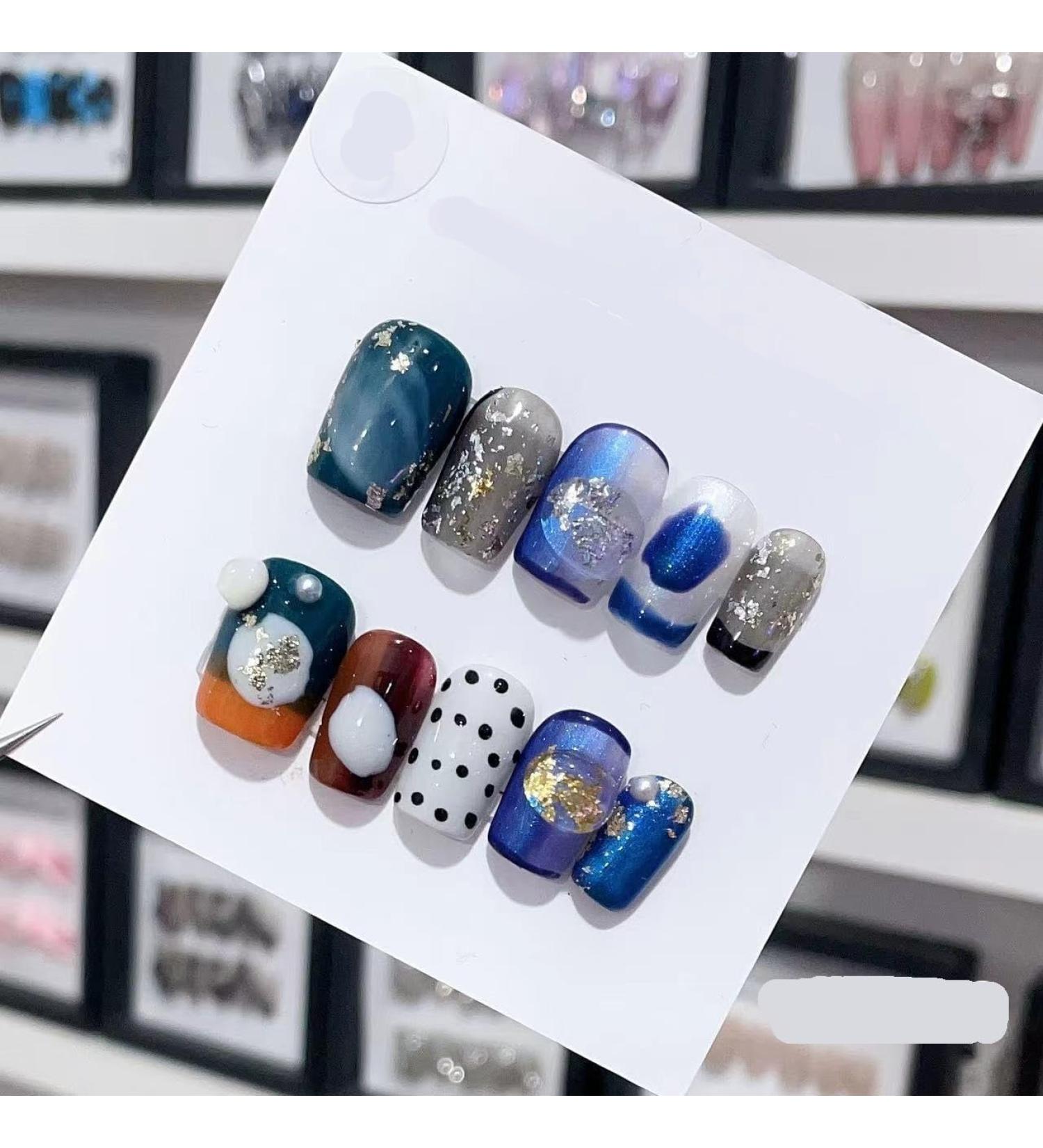 Handmade Long and Short Nail Patches for Artificial Nail Enhancement(Color:19568 Size:M) - Buy Online on GoSupps.com