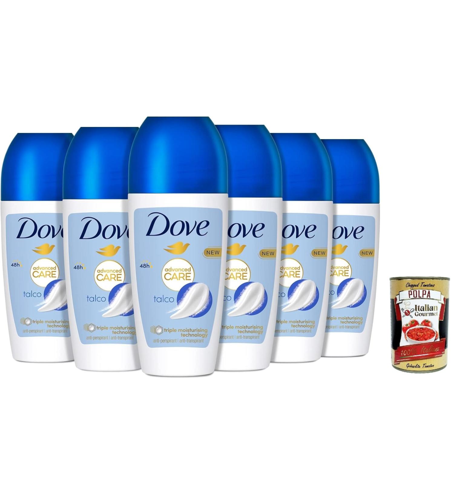  Italian Gourmet E.R. Dove - Advanced Care Talco Roll-On Deodorant - Antiperspirant Deodorant - Gentle formula with triple moisturizing action - Up to 48-hour protection - 6 x 50 ml + 400 g Italian Gourmet Gel - Buy Online on GoSupps.com