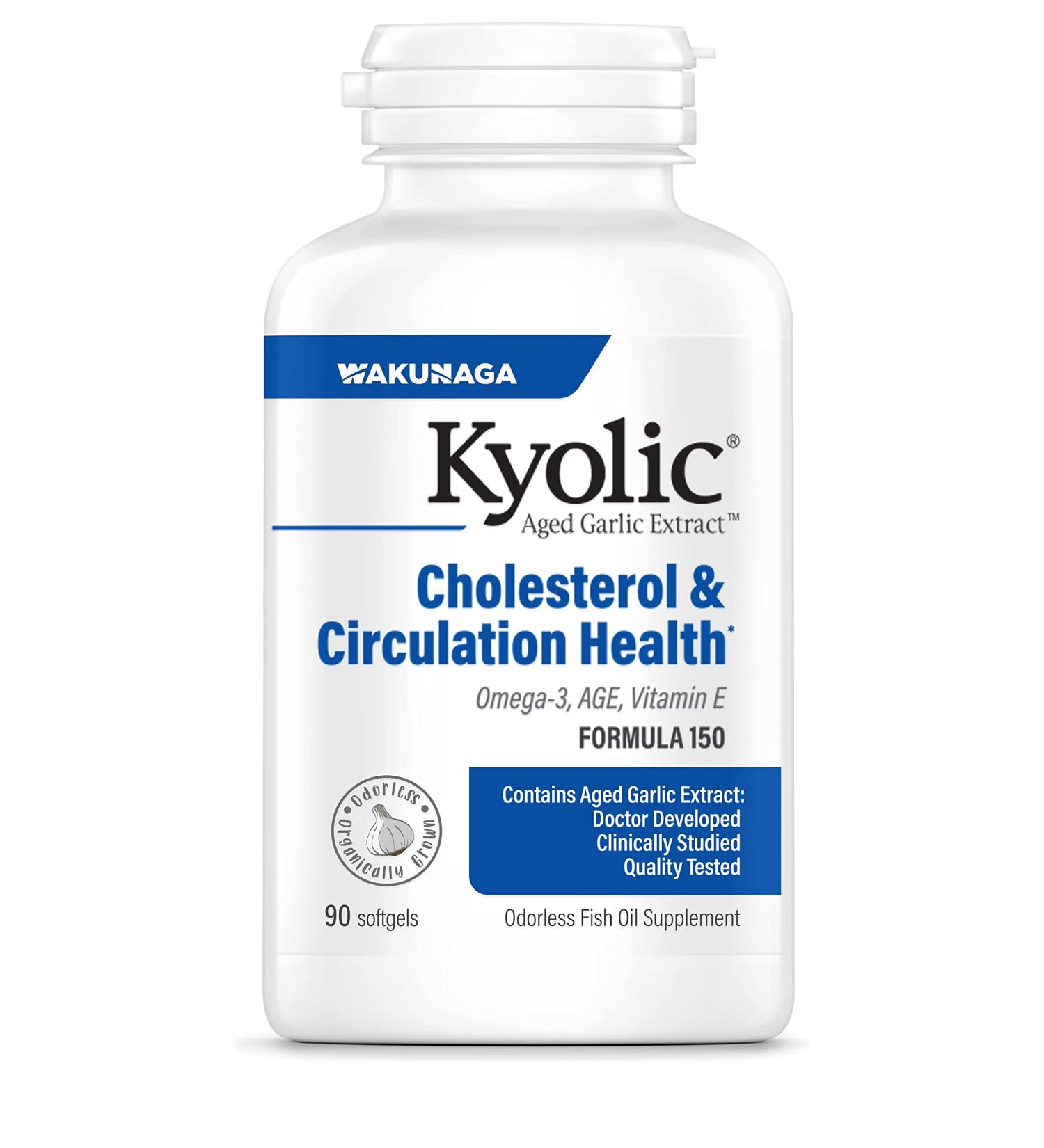 Kyolic Aged Garlic Extract 150 â€“ Cholesterol & Circulation Health, Omega-3 Soft Gels, 90 Count - Buy Online on GoSupps.com