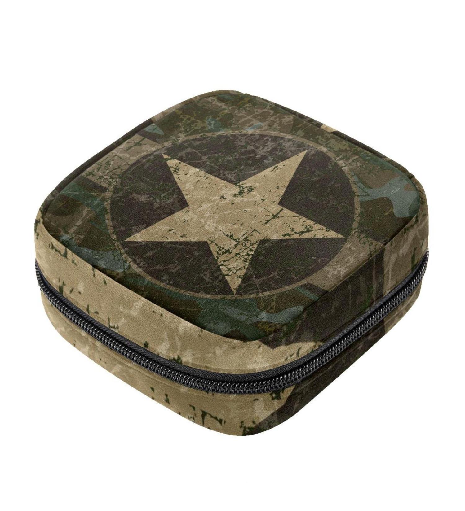 Menstruation Pad Bag with Zipper | Women's Tampon Collection Bag | Military & American Flag Designs - Buy Online on GoSupps.com