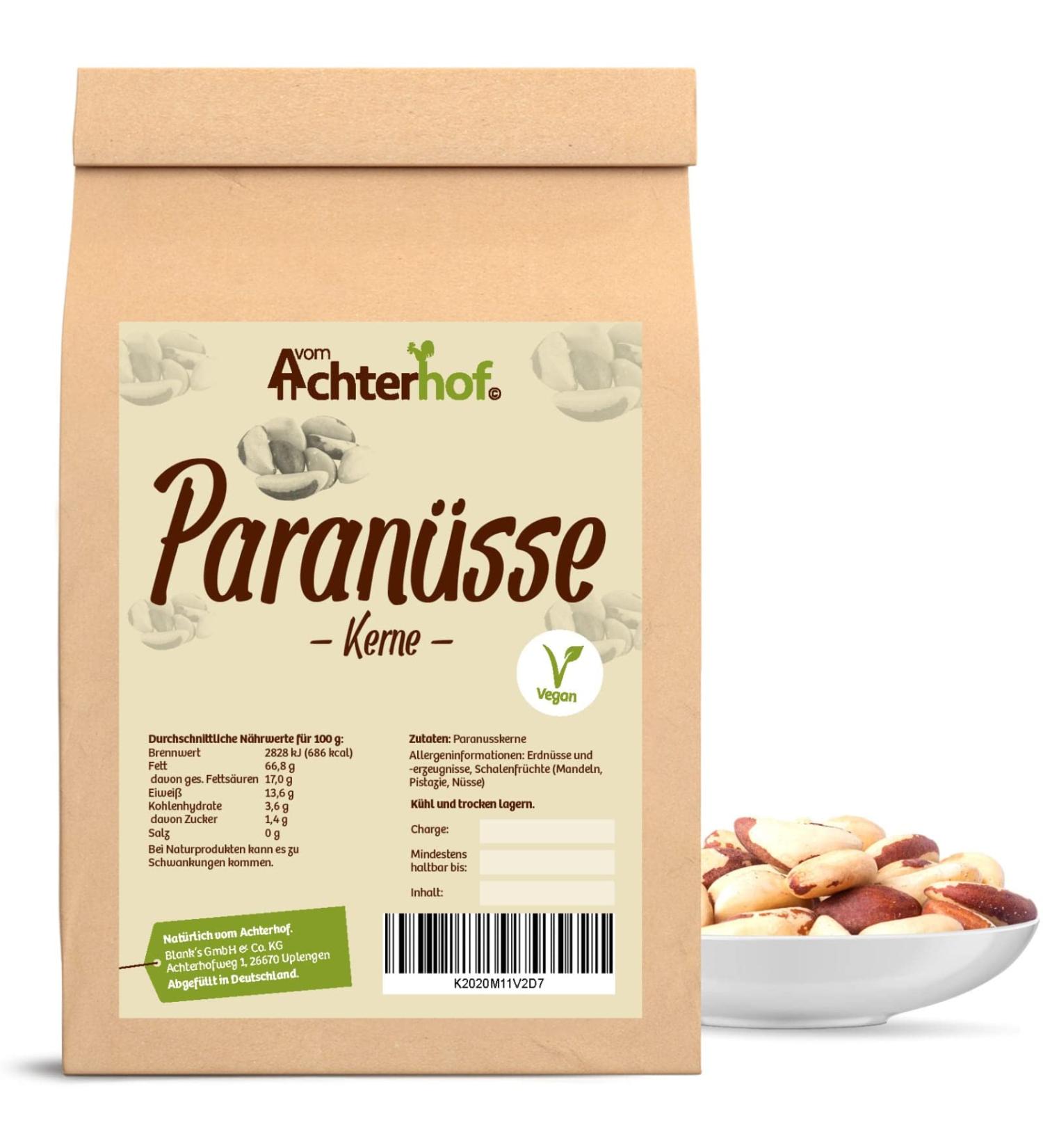 Paranse 500g |Whole paranese kernels |Sweet-oiled taste |First -class quality - a natural product of first quality |Ideal as a snack topping of mueslis yoghurts salads & Co. |from the Achterhof almond 500 g (1 Pack)