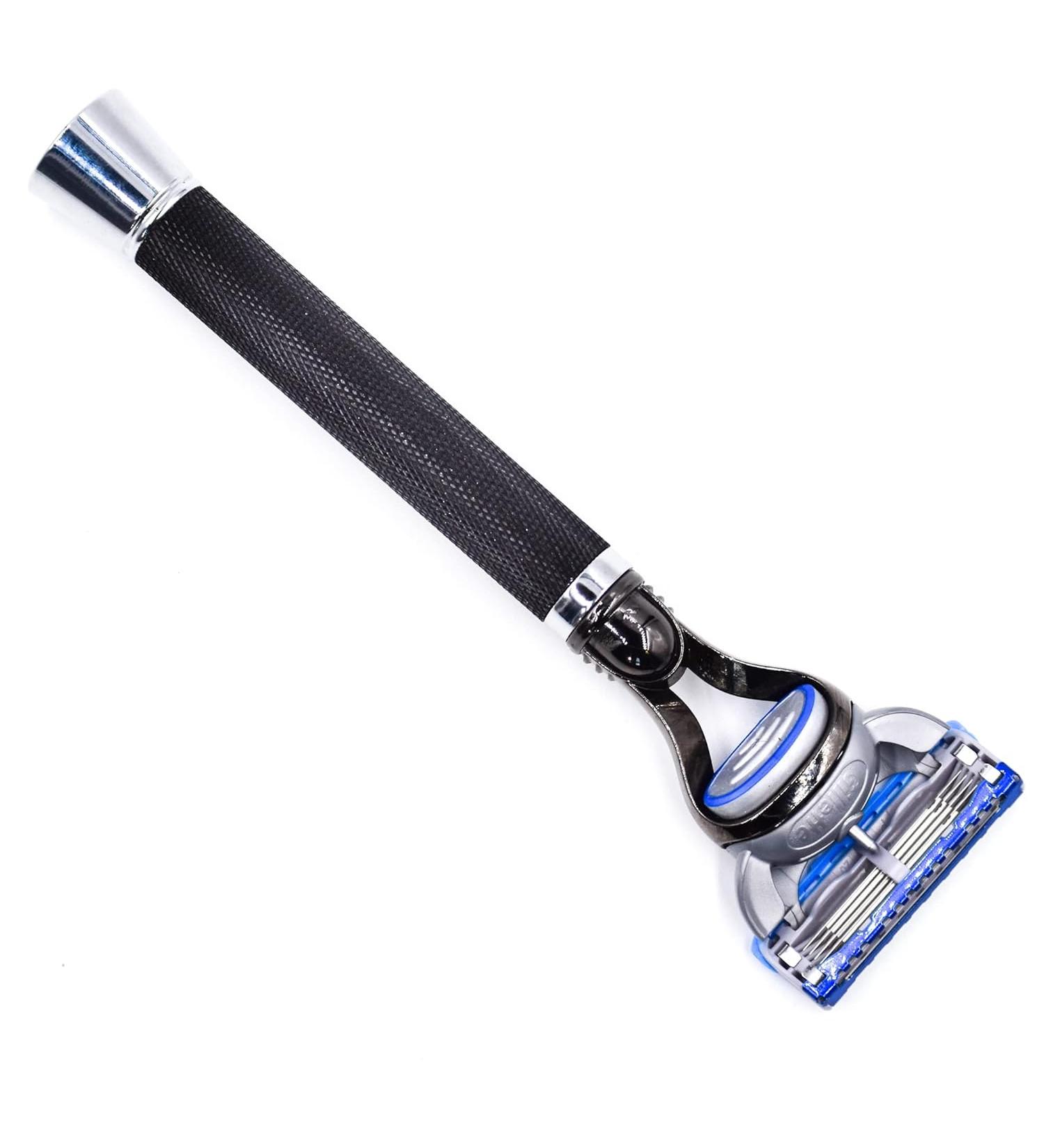 Buy Parker Deluxe Black Gillette Fusion Razor - Long Textured Handle for Ultimate Shaving Precision | International Shipping Available - Buy Online on GoSupps.com