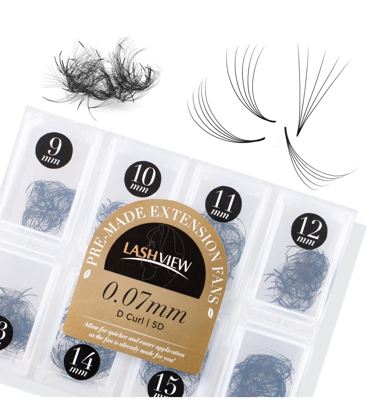 LASHVIEW 1000 Premade Volume Fans - Mixed Lengths 9-16mm Handmade 5D & 10D Eyelash Extensions C&D Curl Supplies - Buy Online on GoSupps.com