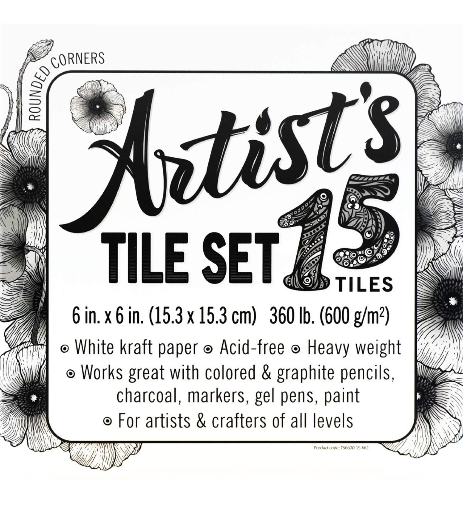 Artist's Tile Set: White 360 lb Paper Tiles - 6x6 Heavyweight Paper for Tangles, Patterns, Mandalas, Dot Painting | Blank Index Flash Note Cards - Buy Online on GoSupps.com