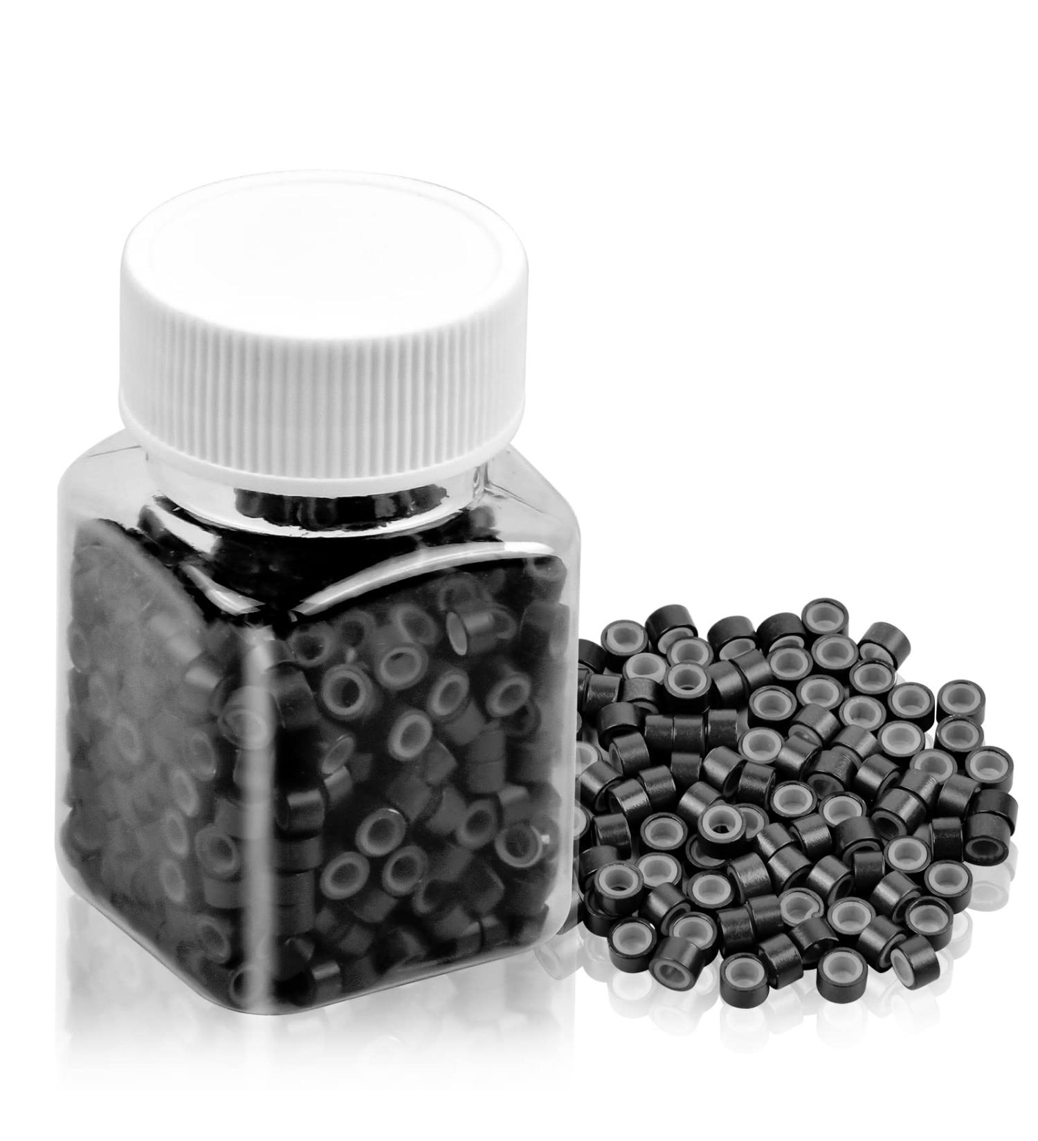 Jinlaili 500 Microrings for Hair Extensions - Black 3mm Nanorings Micro Loops & Micro Beads for I-Tip & Cold Extensions - Premium Silicone Quality - Buy Online on GoSupps.com