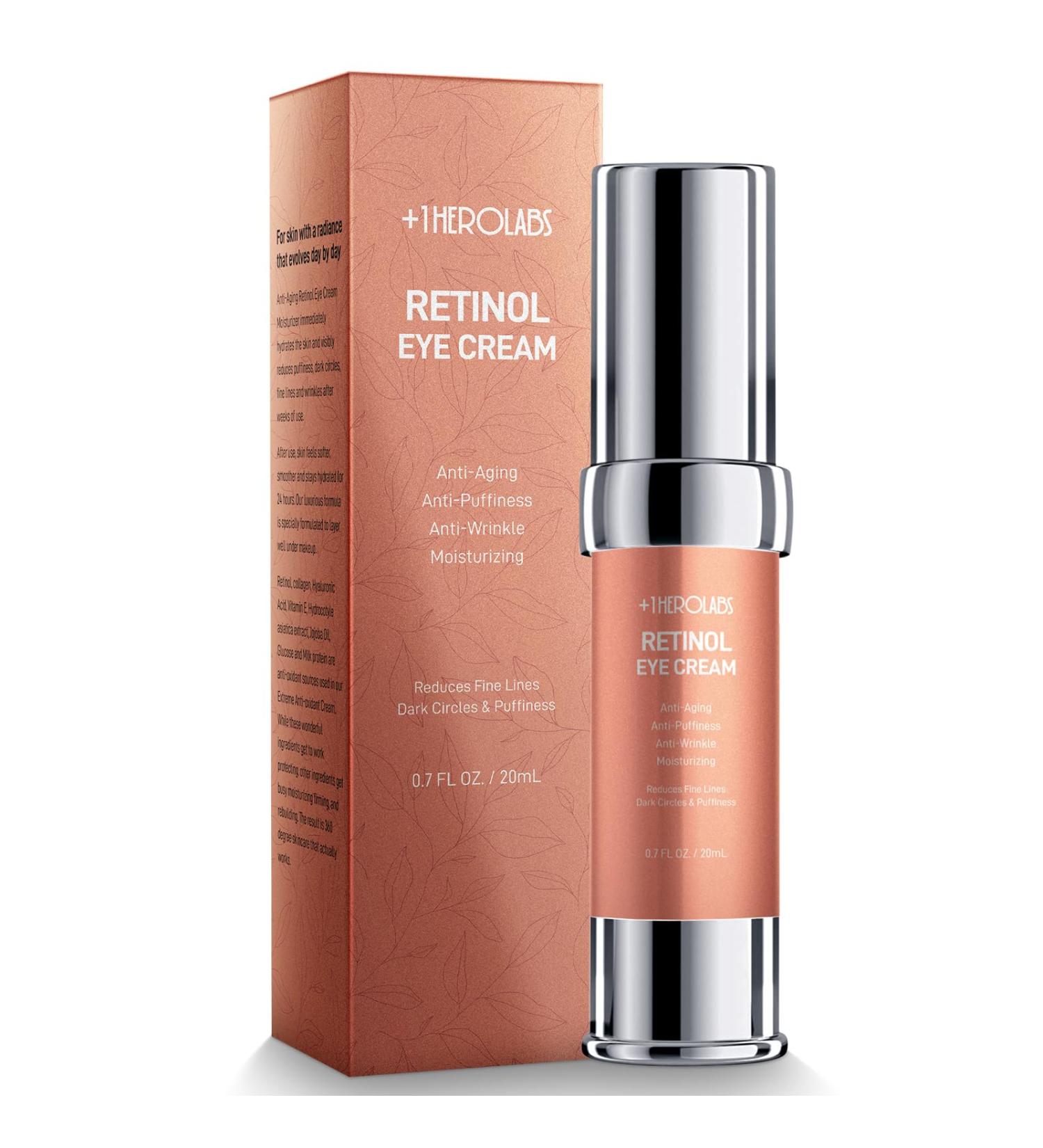 Retinol Eye Cream for Dark Circles & Puffiness | Anti-Aging Under Eye Cream with Hyaluronic Acid Collagen & Retinol - Reduce Fine Lines & Wrinkles (0.7oz - Buy Online on GoSupps.com