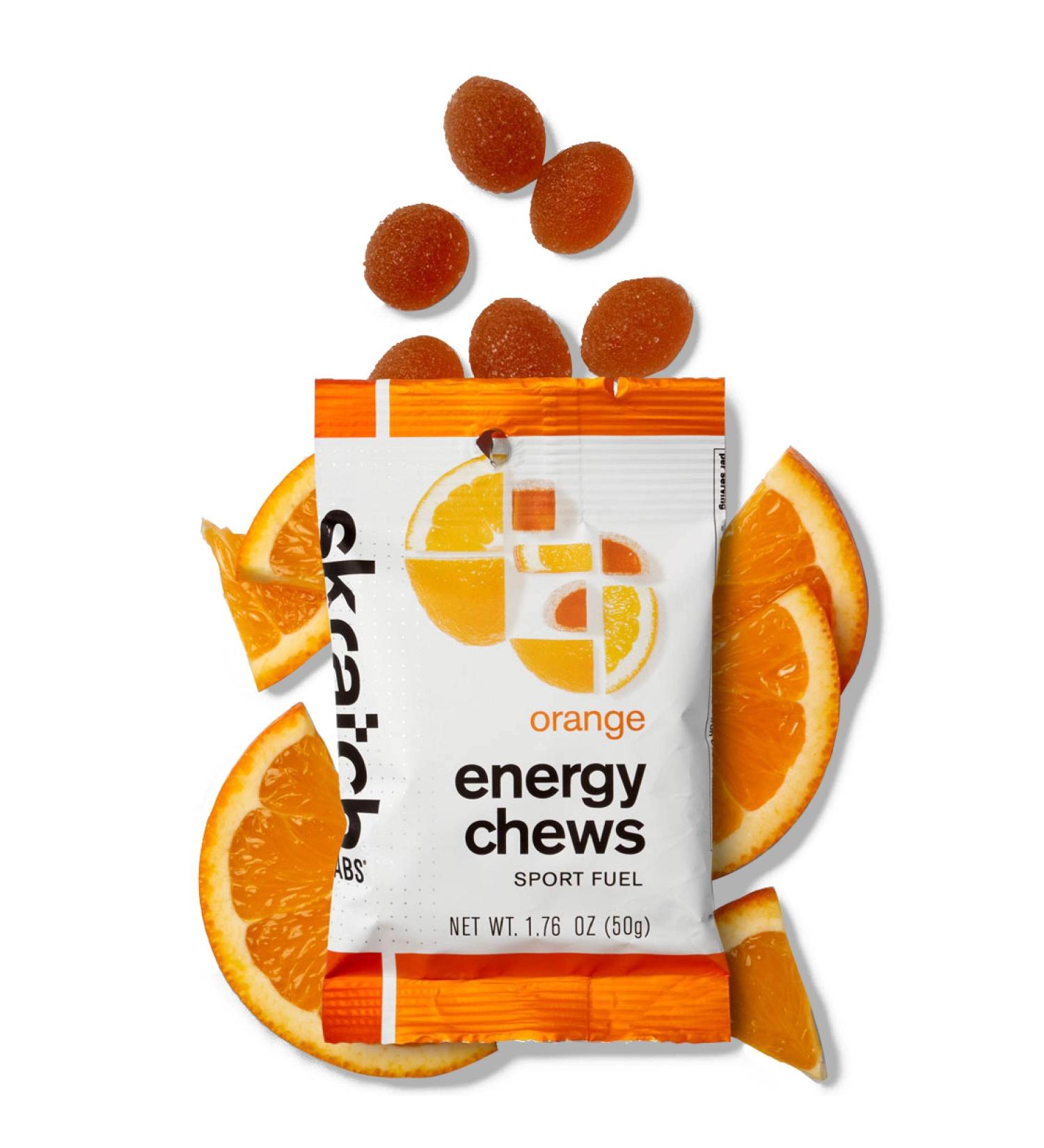 Skratch Labs Energy Chews - Vegan Gluten Free Energy Gummies for Running Cycling & Sports | Orange (10 Pack) - Energy Gel Alternative - Buy Online on GoSupps.com