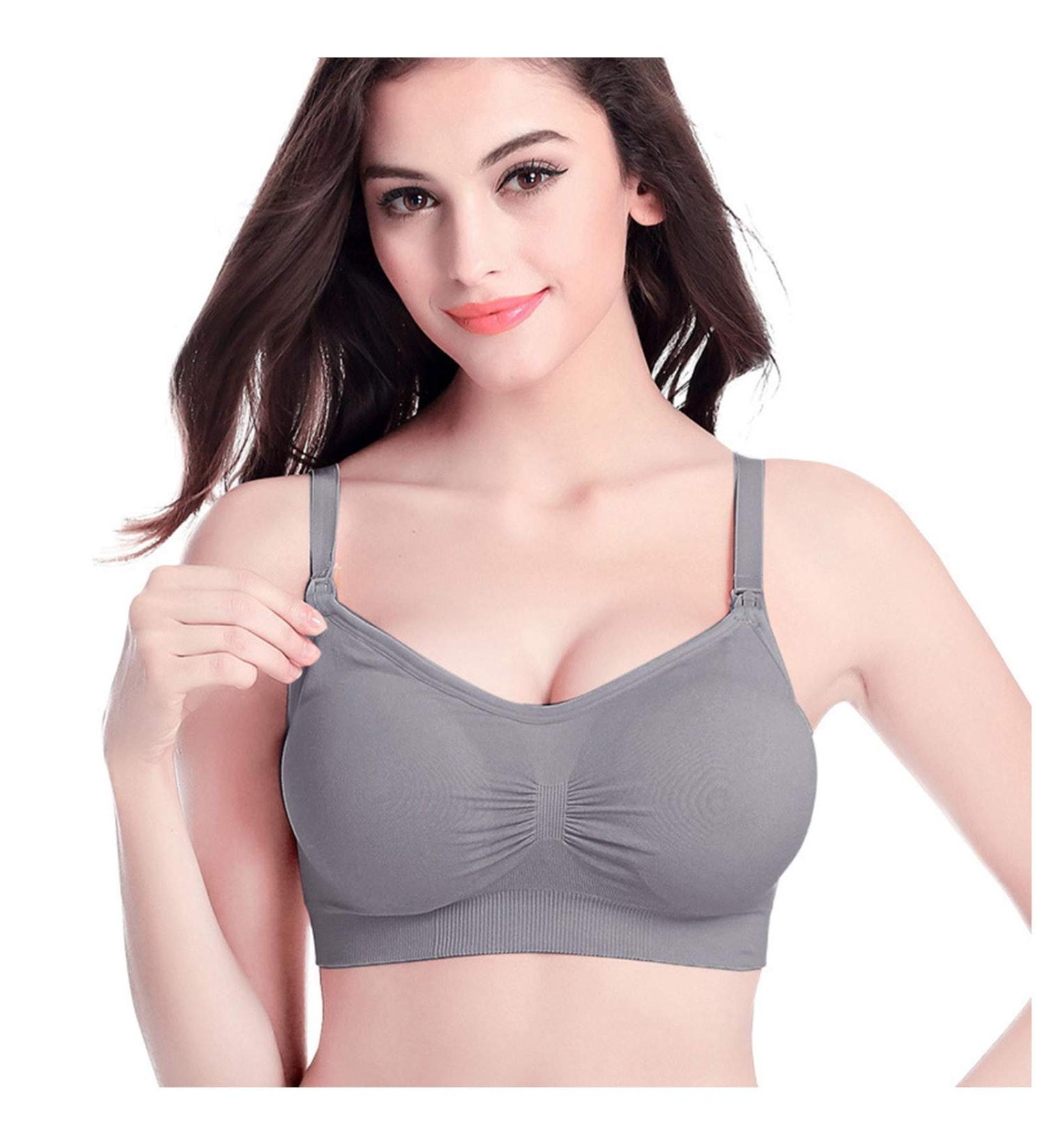 Comfortable Women's Seamless Sport Bra | Push-Up & Cross-Back Design | Ideal for Yoga & Sleep | Soft Padded Bralette in Gray - Buy Online on GoSupps.com
