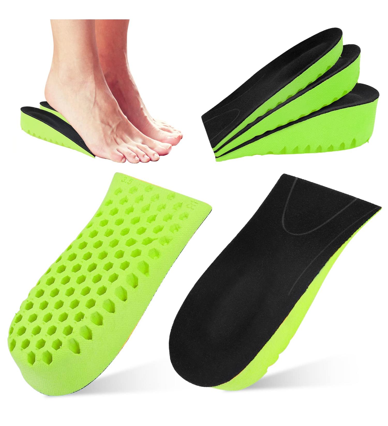 Height Increase Insoles for Men Women Elastic Shock Absorbing Heel Lift Inserts Shoe Cushion Pad Soft Comfort Height Lift Shoes Insoles (3.5cm Black&Green) 3.5cm Black&green - Buy Online on GoSupps.com