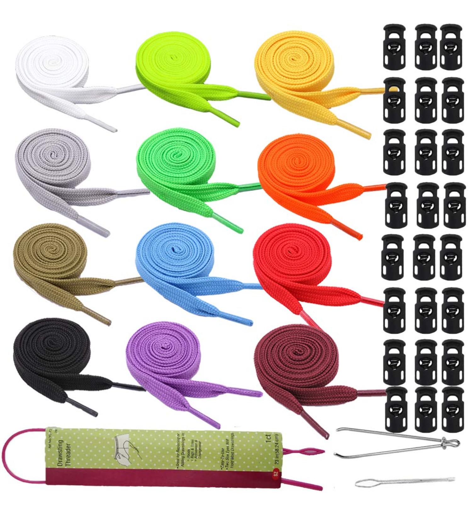 Joycoco 27 Pack Replacement Drawstrings with Threaders and Cord Locks - 47 Long (Colorful) - Buy Online on GoSupps.com