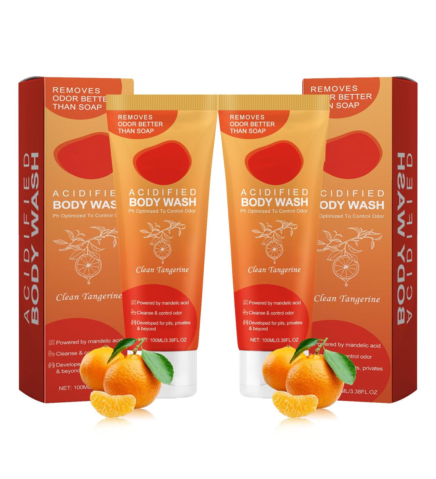 2PCS Acidified Body Wash Hydrating Acidified Body Wash Acidified Body Wash for Men Women Body Odor Control (Tangerine 2PCS) 1.69 Fl Oz (Pack of 2) Tangerine - Buy Online on GoSupps.com
