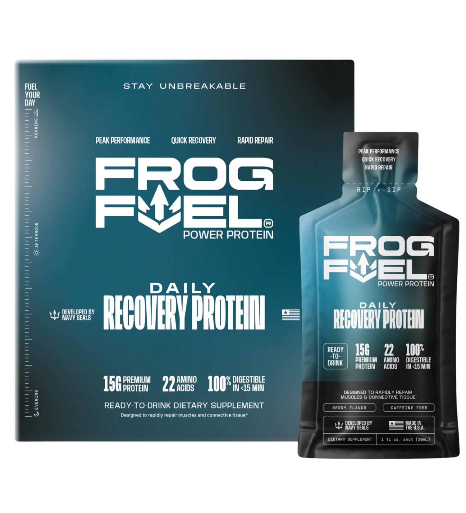 Frog Fuel Power Regular Protein Shot 15g Protein Nano-Hydrolyzed Grass Fed Collagen Post Workout Gluten Free Fat & Sugar Free 22 Amino Acids 0 Carbs Berry 1 oz Packets 24 Pack Power Protein Regular (0mg Caffeine) - Buy Online on GoSupps.com